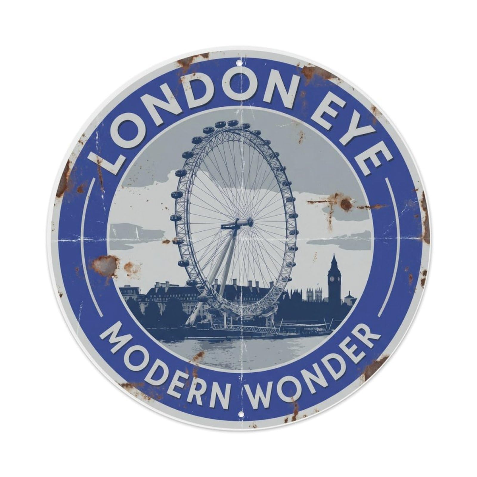 Fqnyr Style Vintage Travel London Eye Thames 2 Metal Tin Sign