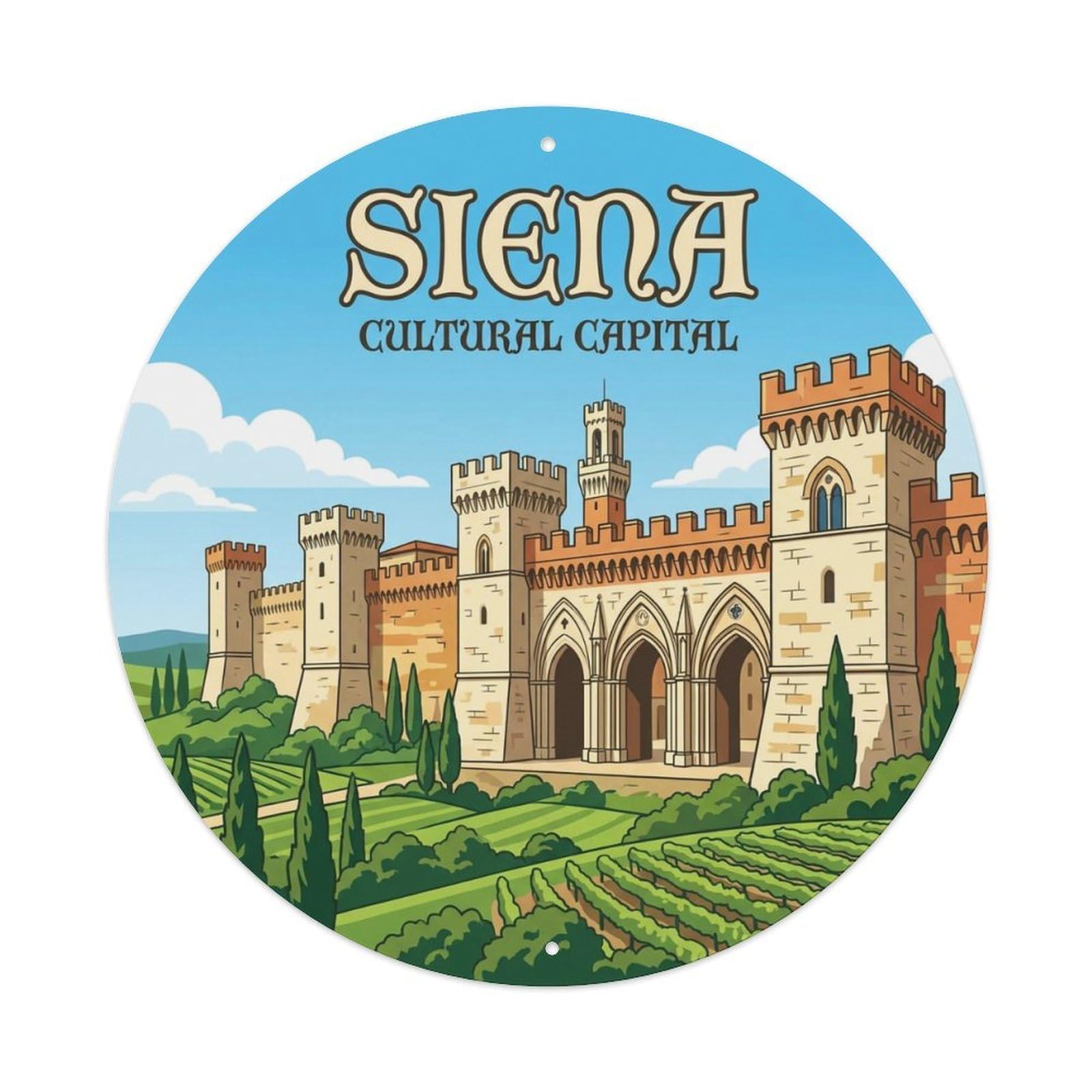 Vintage Travel Siena Italy Hiking Metal Tin Sign