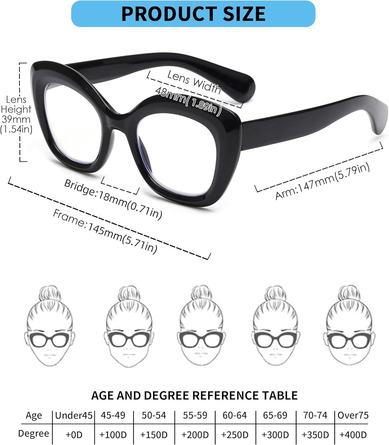 JM Cat-Eye Reading Glasses for Women, Blue Light Blocking Computer Readers with Spring Hinge - Image 6