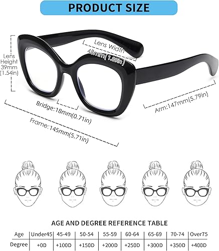 Miniatura 6 de JM Gafas de lectura de ojo de gato para mujer, bloqueo de luz azul, para lectura de computadora con bisagra de resorte