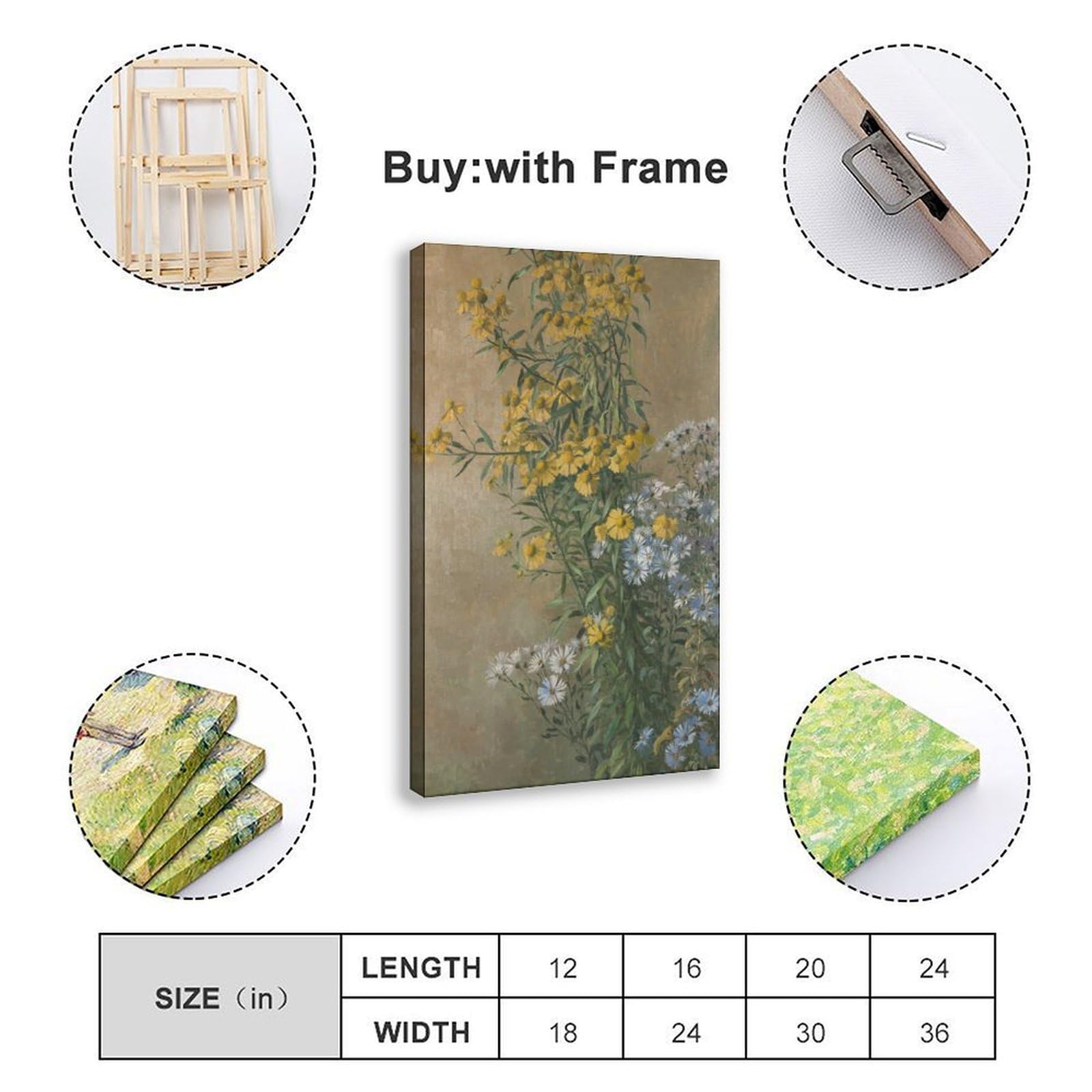 YRVSHC Poster su tela con fiori autunnali, girasoli e astri autunnali, per soggiorno, decorazione regalo