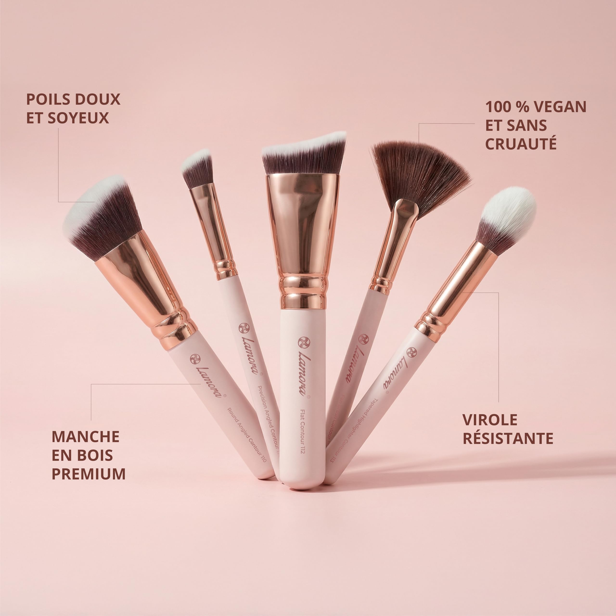 Set Pinceaux Maquillage Teint Contouring Poudre Rouge - Kit Sculptant Pour Visage - Parfait Pour le Mélange Liquide, Crème ou Poudre Cosmétique Sans Défaut - Polissage, Pointillé.