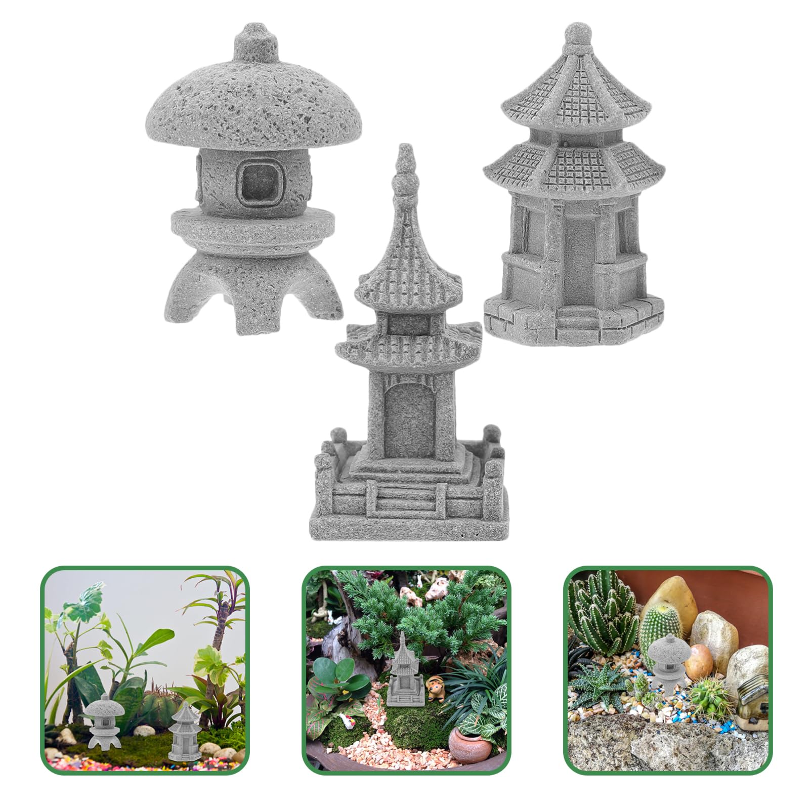 BESTonZON 3 Sätze Teiliges Pavillon Miniatur Statue Für Bonsai Und Garten Dekoration Langlebig Für Balkon Und Terrasse Geeignet 3 Stück * 3