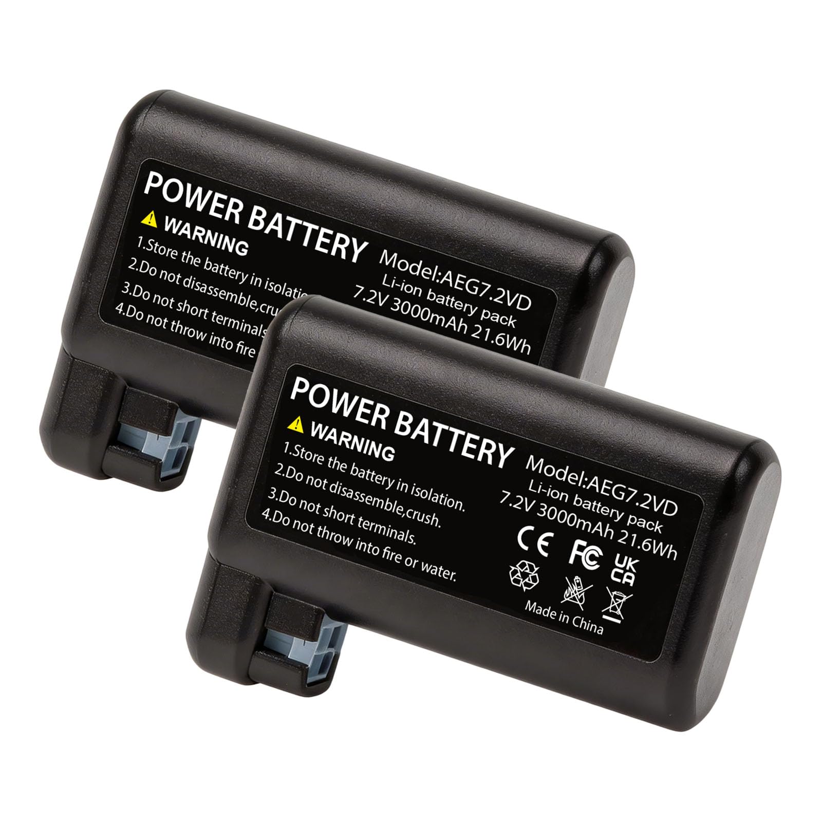 Lot de 2 batteries de rechange Li-ion 3000 mAh 7,2 V compatibles avec AEG Electrolux Osiris RX7-1-TM, RX9-1-SGM, RX9-1-IBM, RX9-2-4STN, RX9-2-4ANM, RX9, RX8-1-4WN