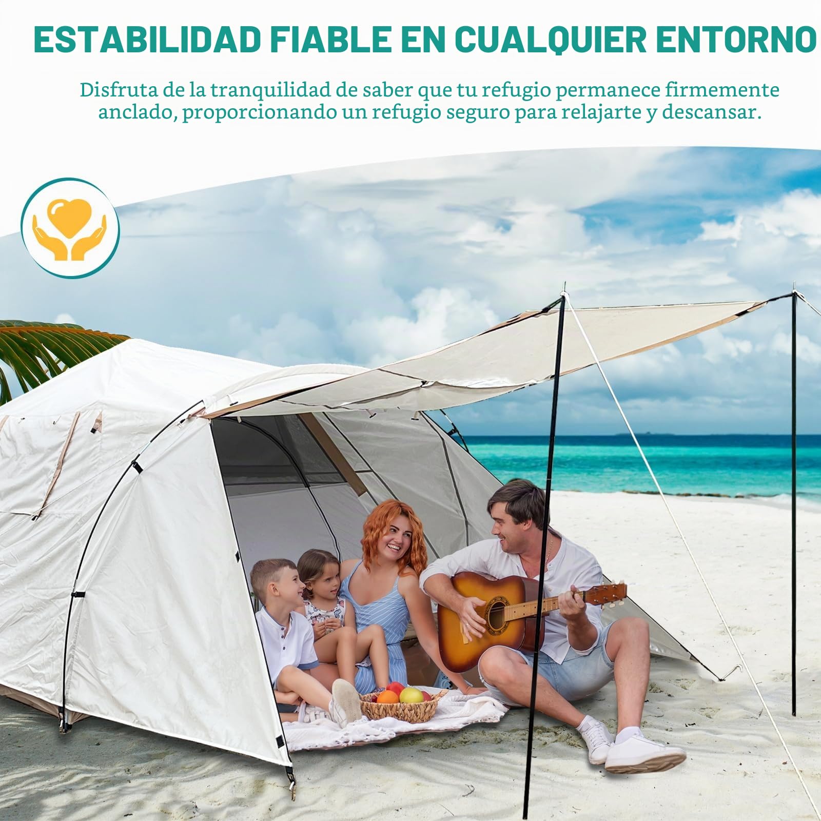 Chihee Tiendas de Camping Carpa Pop-Up Portátil,Carpa Familiar 2 Puertas Montaje Instantáneo Tienda Grande Resistente a la Intemperie Tienda 4 Estaciones con Toldo Incluye Bolsa de Transporte Rainfly