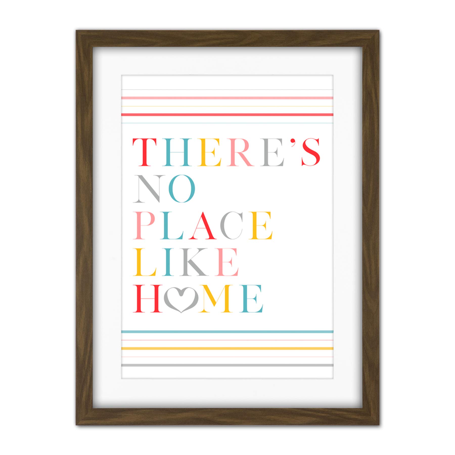Wee Blue Coo No Place Like Home Love Heart Quote Artwork Framed Wall Art Print 18X24 Inch