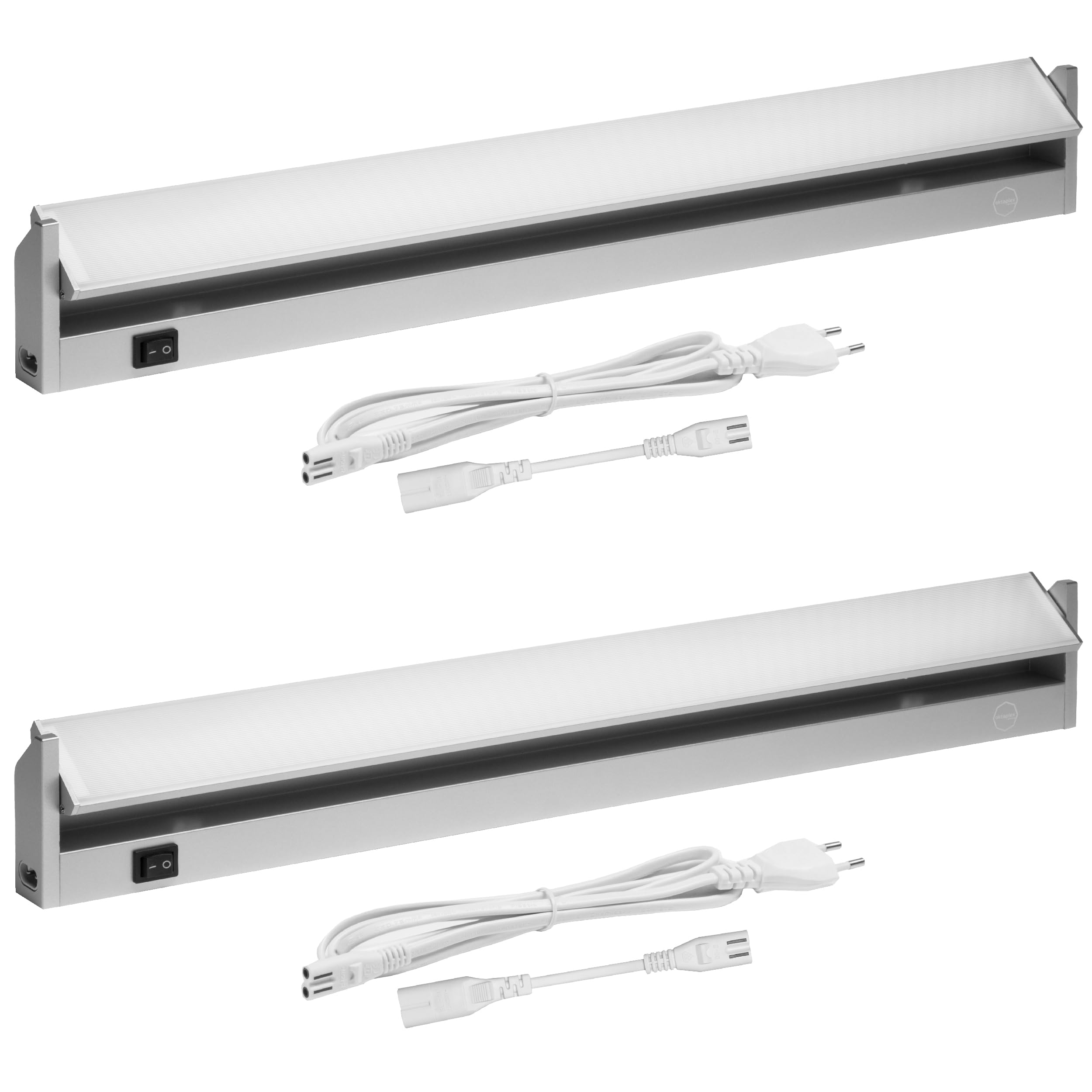 Oktaplex set de 2 Rota aluminio luz bajo armario cocina LED 90 grados orientable 3000K blanco cálido 58 cm luz cocina 9,7 W 1085 lumen con interruptor 230V