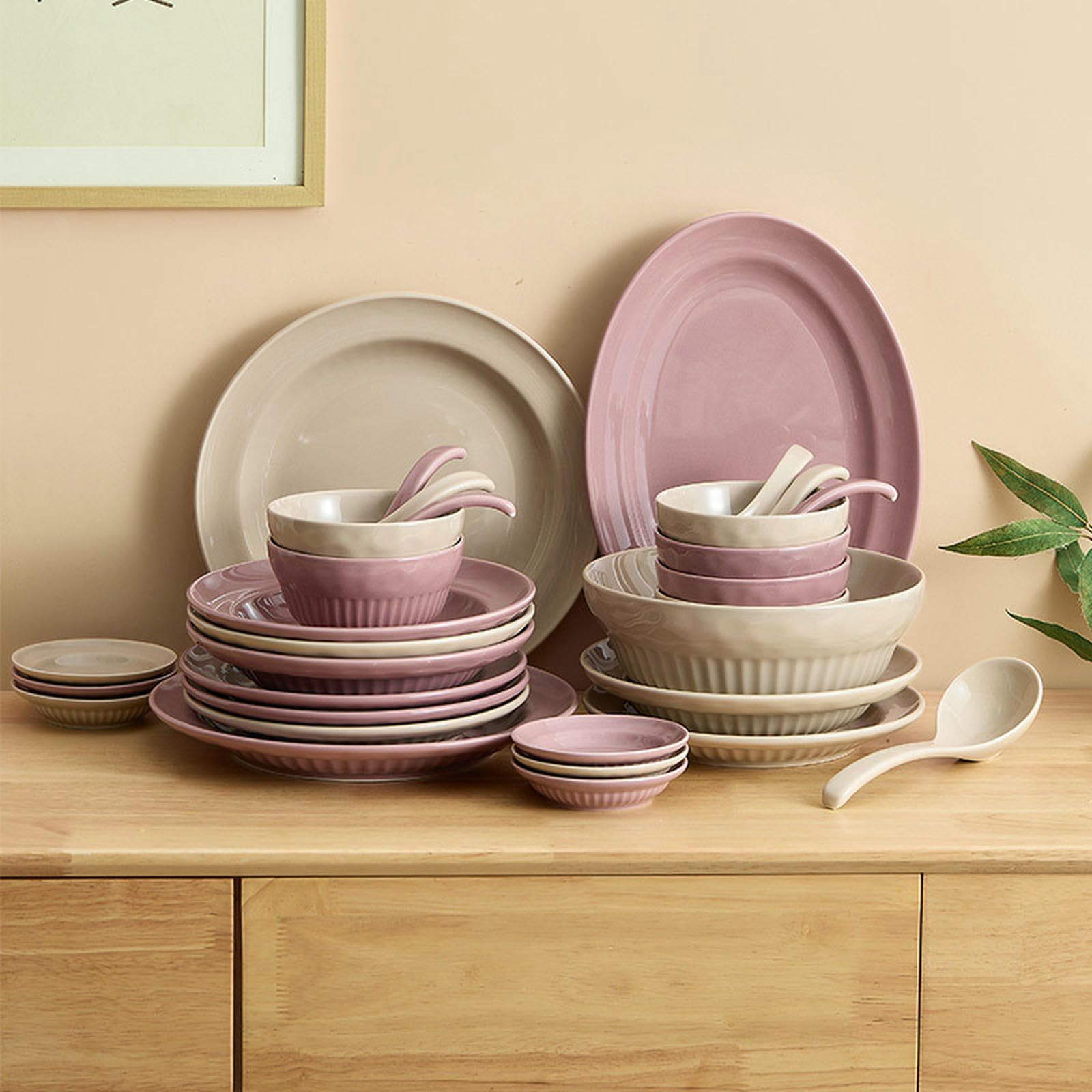 Ceramiczny kremowy wiatr odporne na wysokie temperatury naczynia domowe wykwintne spersonalizowane naczynia stołowe -2 osoby -11-częściowy zestaw
