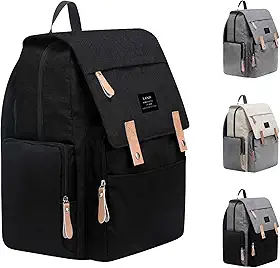 THE LAND Bolsa Mochila Maternidade, Original, Modelo Luxury, Marca d’água LANDUO, Até 7kg, 16 Bolsos Funcionais, Trocador, Ganchinhos, Impermeável, Térmica, Oxford 600D.