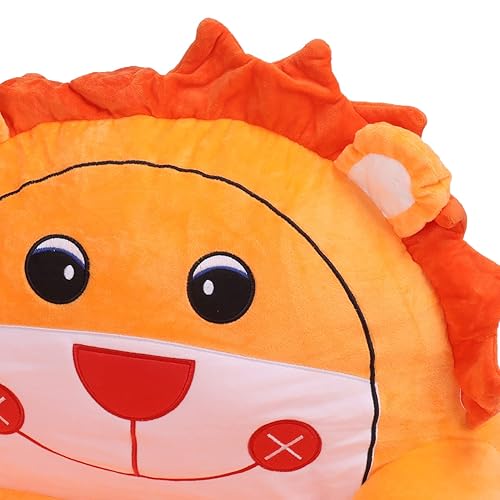 Miniatura 6 de PRTECY Sofá plegable de dibujos animados para niños, con forma de león de felpa naranja 2 en 1, sofá con respaldo y sillón, lindo sofá abierto para