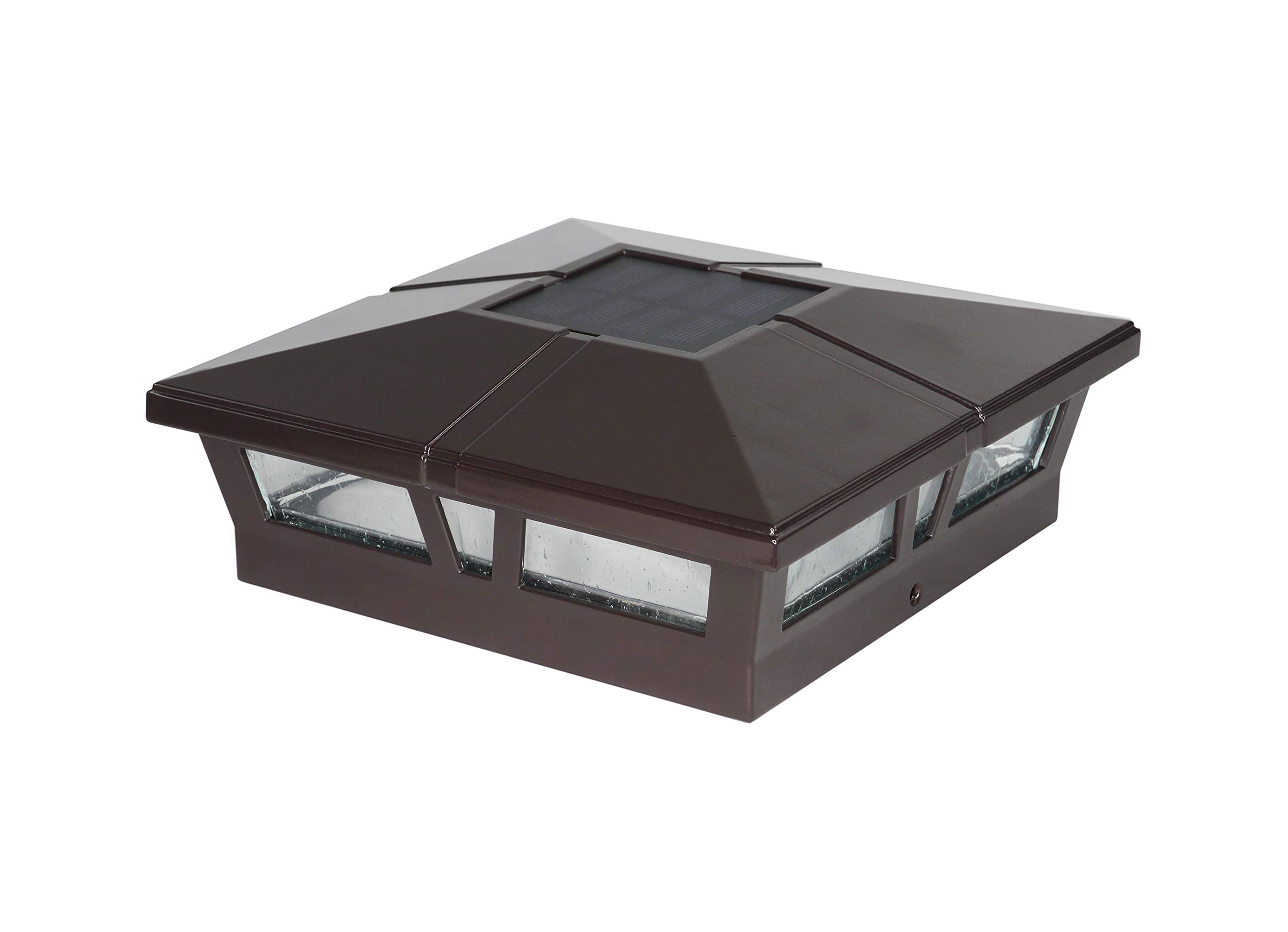 Classy Caps SLC771C 6x6 Brown Aluminum Cambridge Solar Post Cap