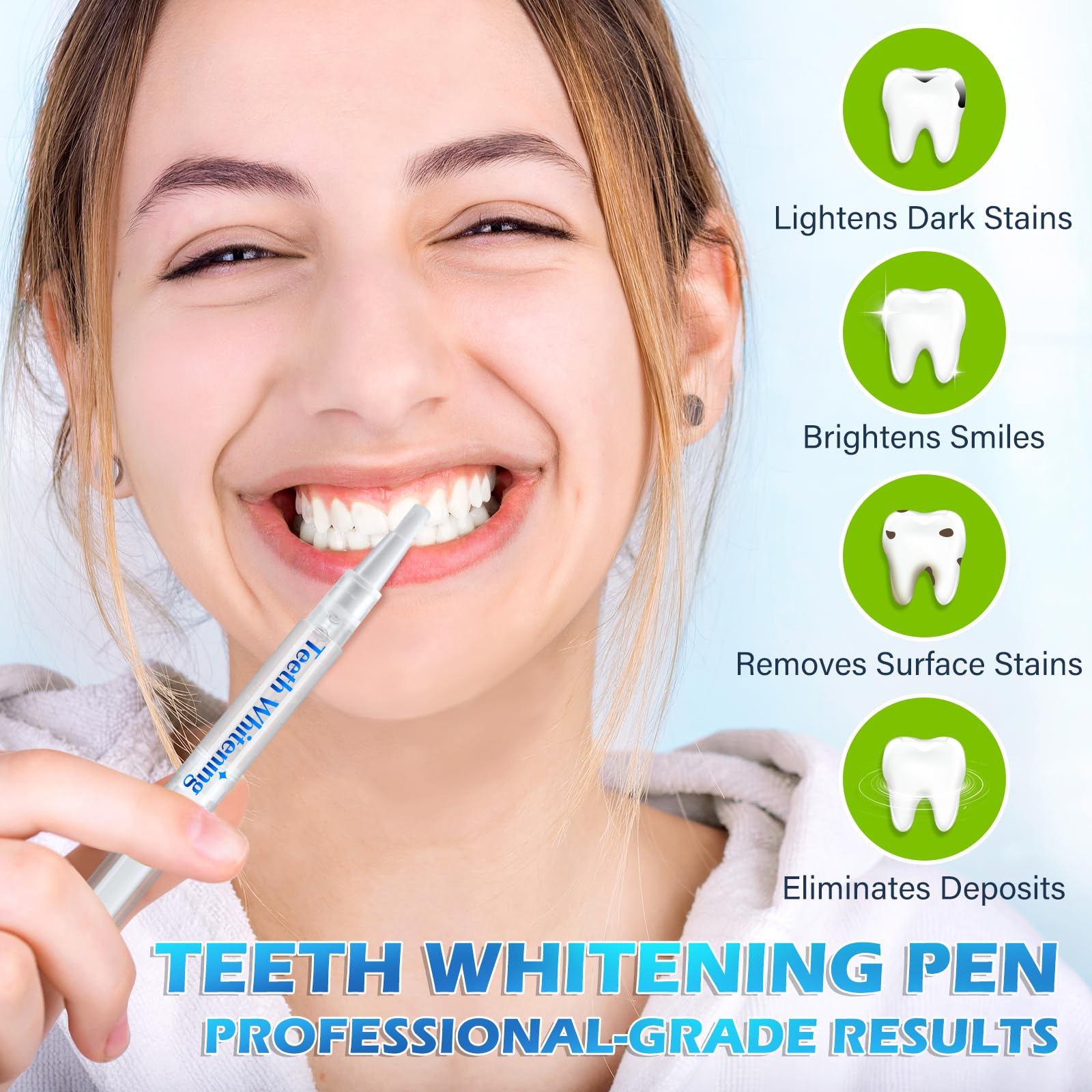 Penna Sbiancante Dei Denti 4-Pack, Gel Sbiancante Dei Denti – Veloce, Delicato, Rimuove Anni Di Macchie - Sicuro Per Smalto - Formula 100% Naturale, Non Tossico, Facile Da Usare, Facile Da Viaggiare