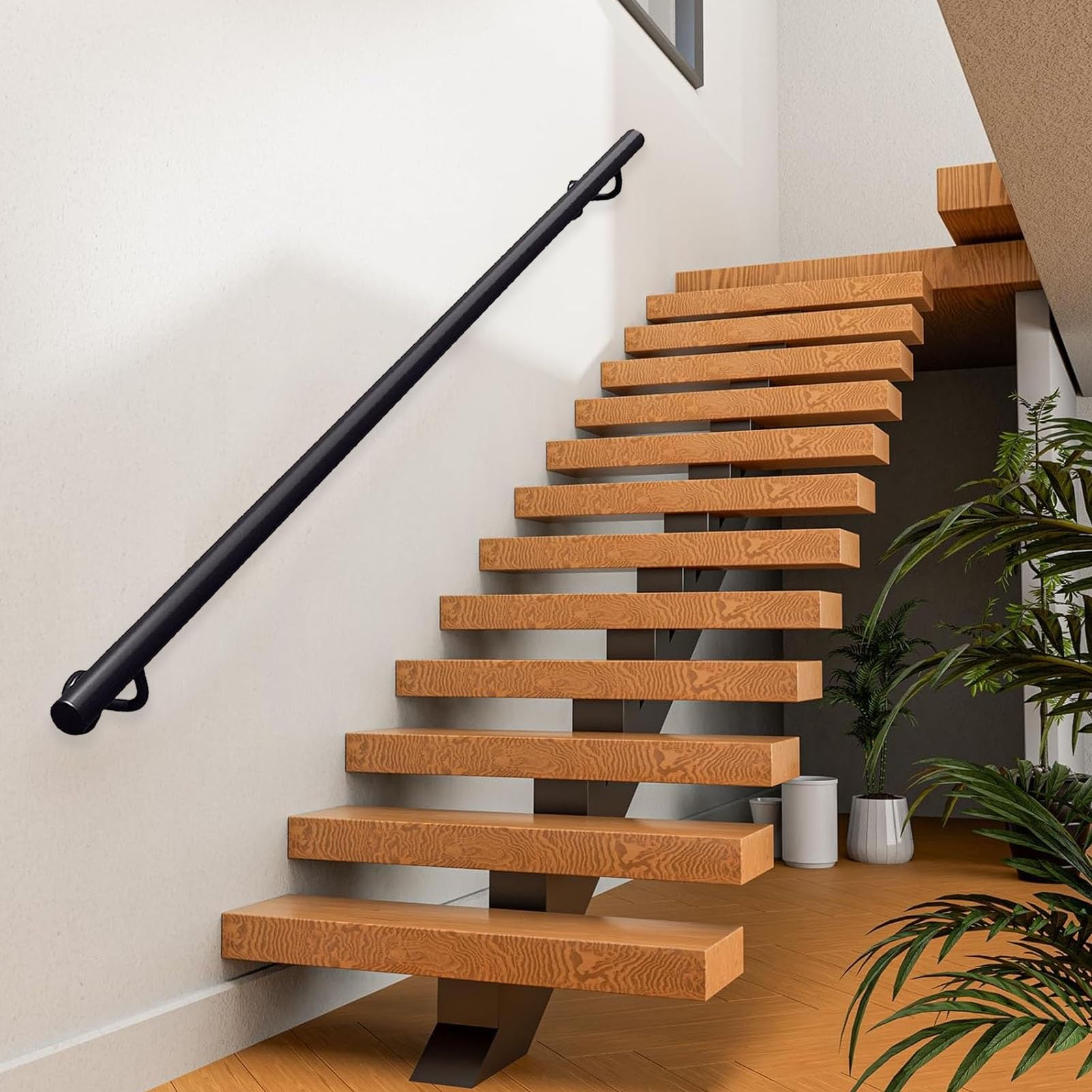 Main courante escalier métal noir 250cm pour éviter les chutes en intérieur