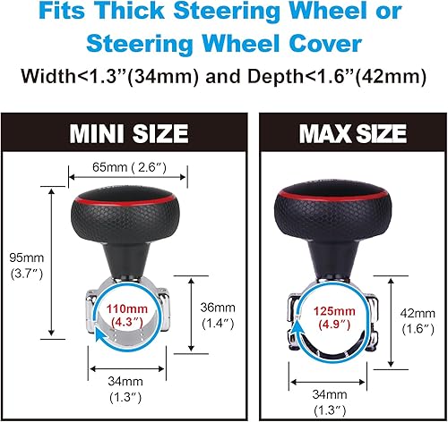 Miniatura 3 de Hypersonic Pomo giratorio grande para volante, bola giratoria para volante de vehículo, perilla suicida duradera para automóvil, SUV, camiones,