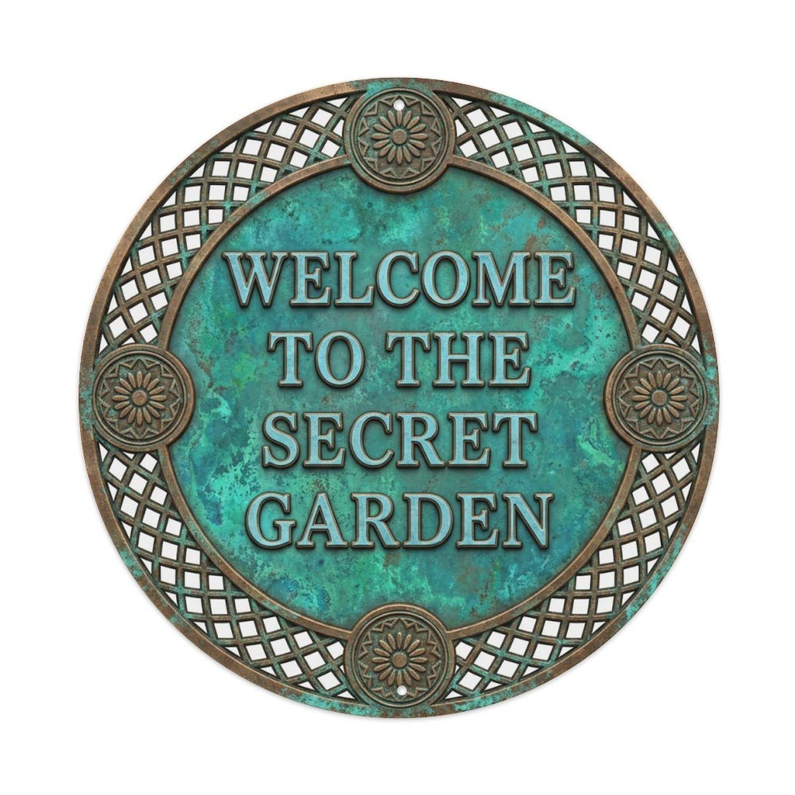 Vintage Welcome Secret Garden Botanical Elegant Metal Tin Sign