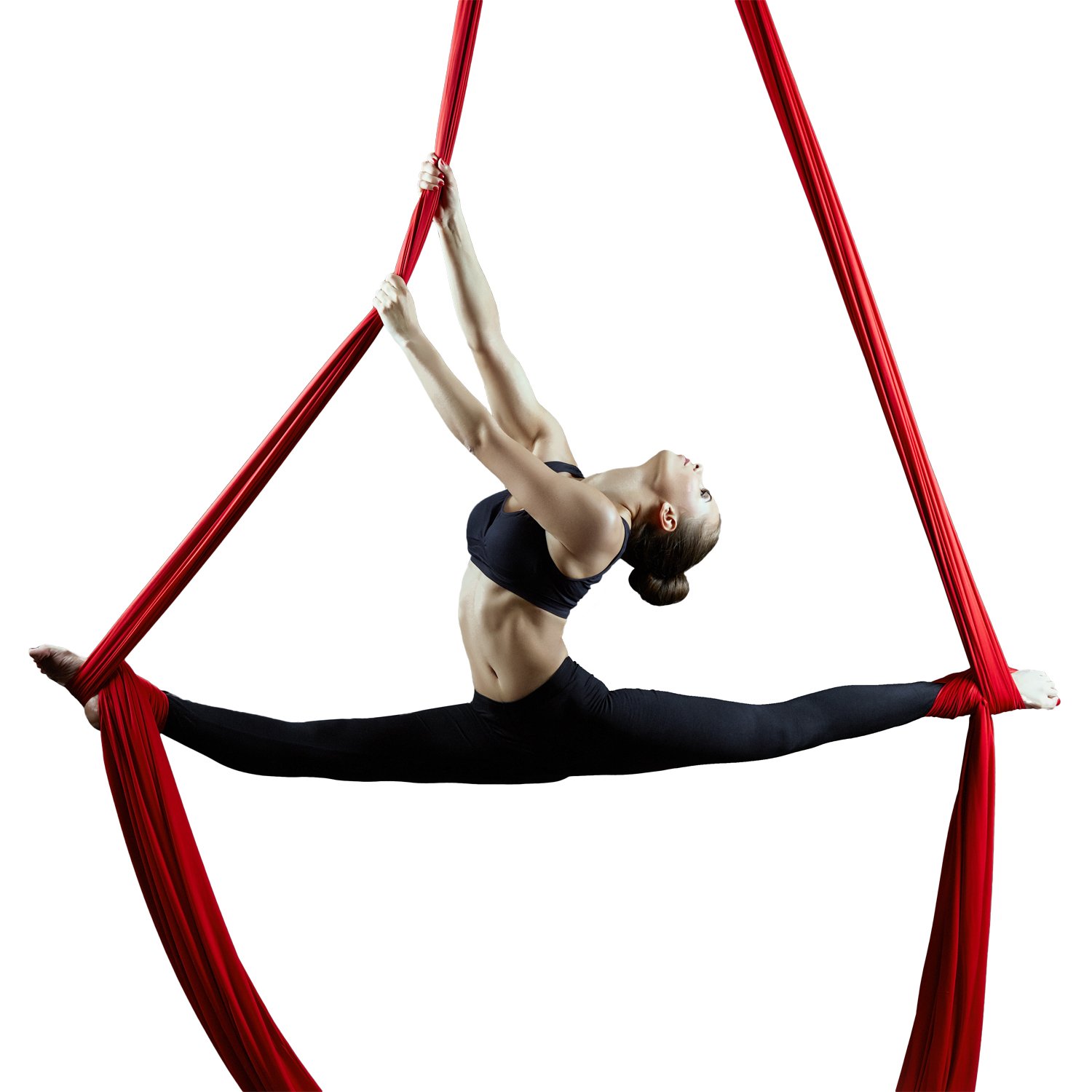 (Red) - F.Life Aerial Silks Equipment- Medium Stretch Silk for Acrobatic Dance Aerial Yoga Hammock, 10 Metres Long