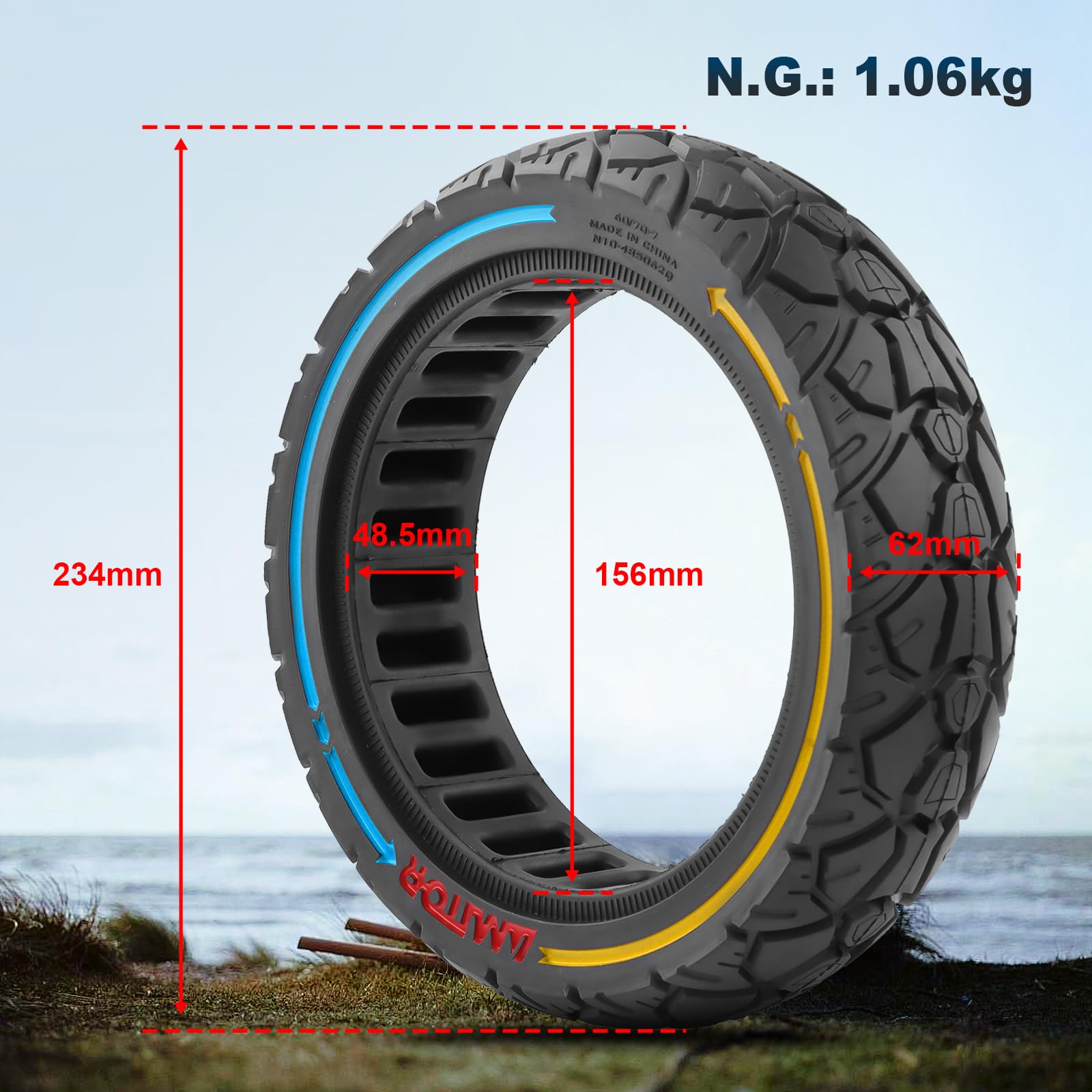 60/70-7 - Neumáticos sólidos de goma de 10 pulgadas, neumáticos de repuesto para Xiaomi 4/4 Pro(gen1)/4 Pro Max/4 Lite (gen2) Scooter eléctrico neumático completo antideslizante a prueba de