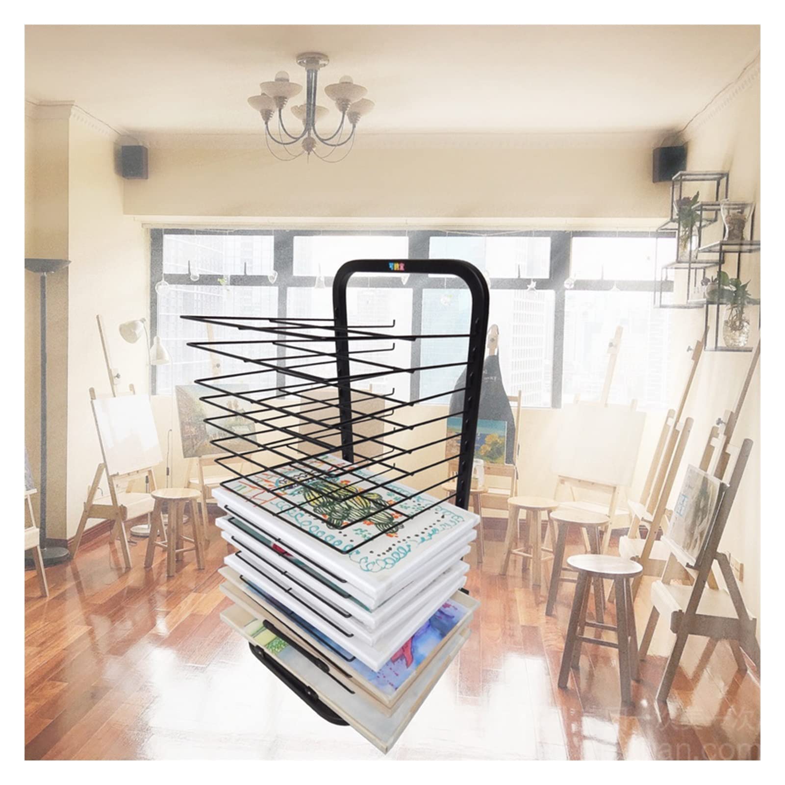 CWCQGH Mobile Art Drying Rack, Drying Easel Art Studio, Educational Product Drying Rack, Space-Saving Shelf Poster Storage Rack,Onecolor-20 layers