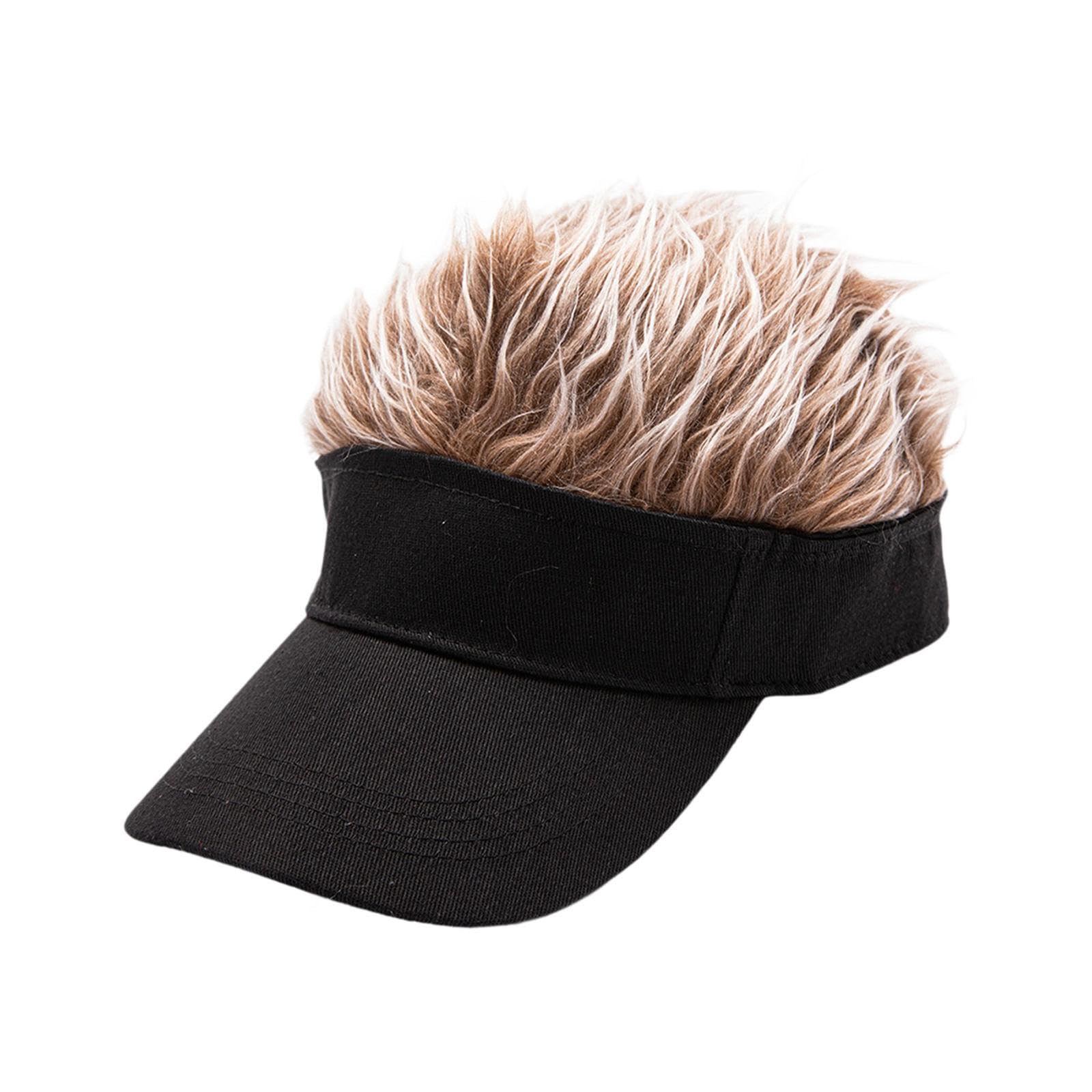 Wig Baseball Cap Spiked Sun Hats Casual Fashion Sun Visor Hat with Fake Hair Black Cap CoffeeHair|Natural Shoulder-Length Wig, Hair Extensions for Women & Men, Washable Full Head Hair Wig|-picture-29