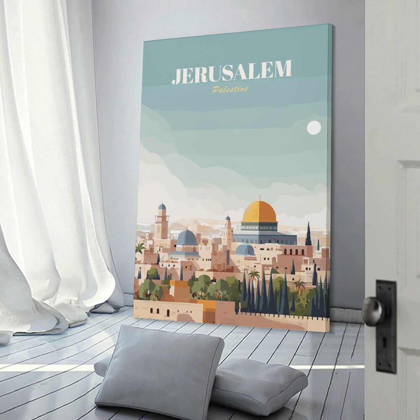 Junmoney Jerusalem, Palestine Travel (2) Canvas Wall Decor 24x36inch(60x90cm), for Corridors, Hallways Or Apartment Entries, A Stylish Accent for Home Entrances