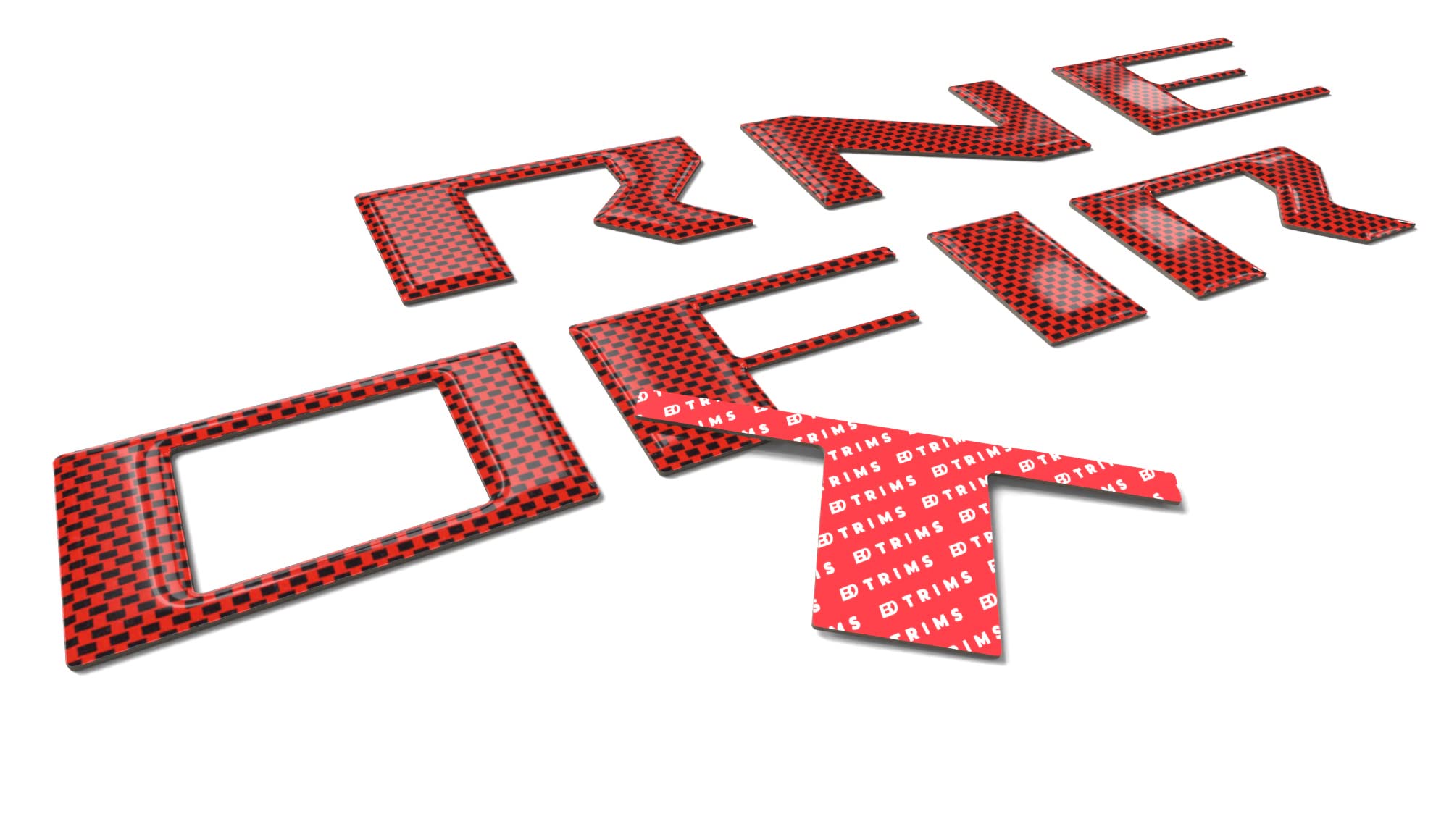 BDTrims | 3D Domed Raised Letter Inserts compatible with 2022-2024 Nissan Frontier (FRONT) (Red Carbon Fiber)