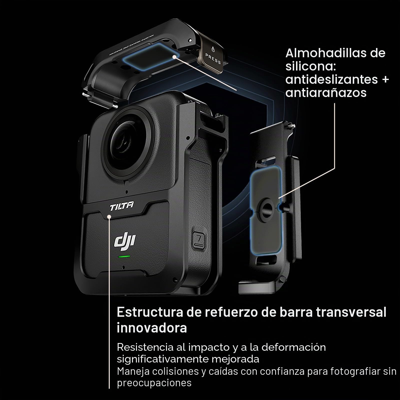 Tilta Jaula para dji Osmo 360, Jaula Completa para Cámara Compatible con dji Osmo 360 - Negro TA-T89-FCC-B