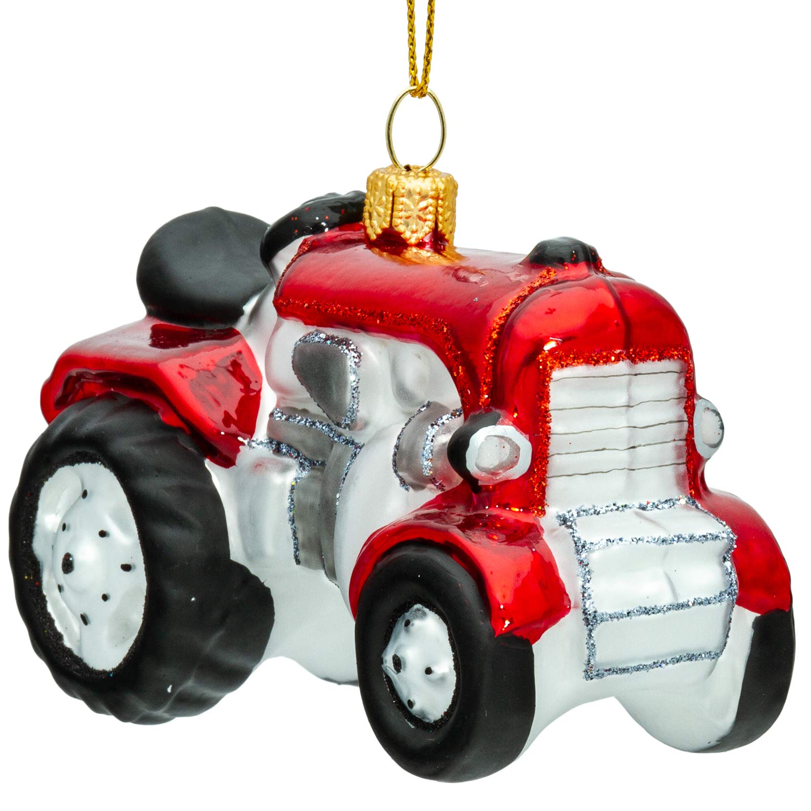 SIKORA Traktor besondere Weihnachtskugel Glas Christbaumschmuck Deko Figur Weihnachten Anhänger Ornament - Meisterstücke - BS723
