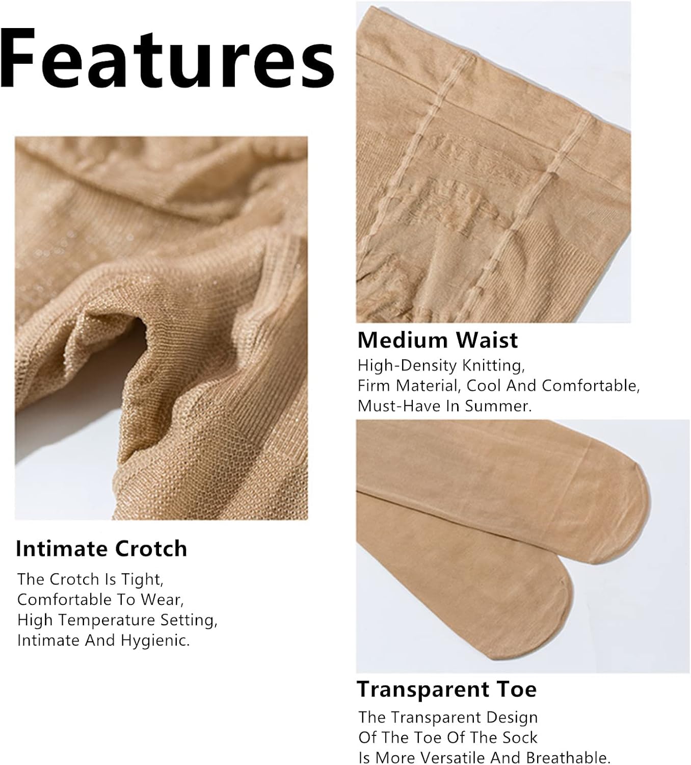 4PCS Glammere - Pearlescent Universal Stretch Anti-Scratch Pantyhose, Plus Size Control Top Tights Panty Hose
