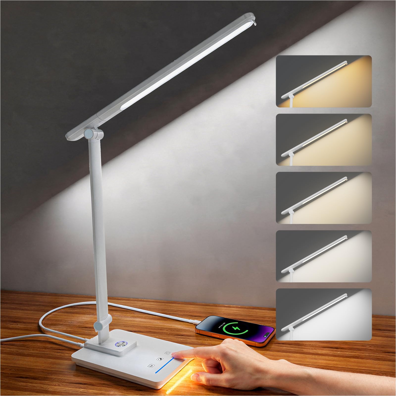ELECTRI LED Desk Lamp, Touch Desk Light with USB Port, 5 Col