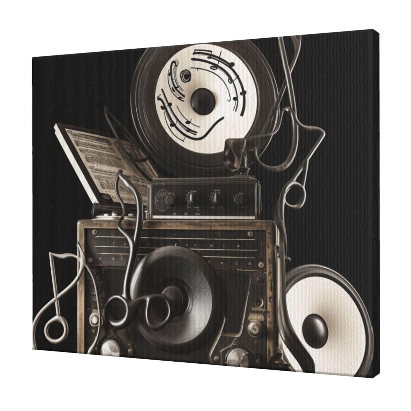 YKLJG Music art Printed Wall Art Canvas Prints 60x50 CM Wooden Framed Picture Painting Artwork for Bedroom Kitchen Home Office Decor
