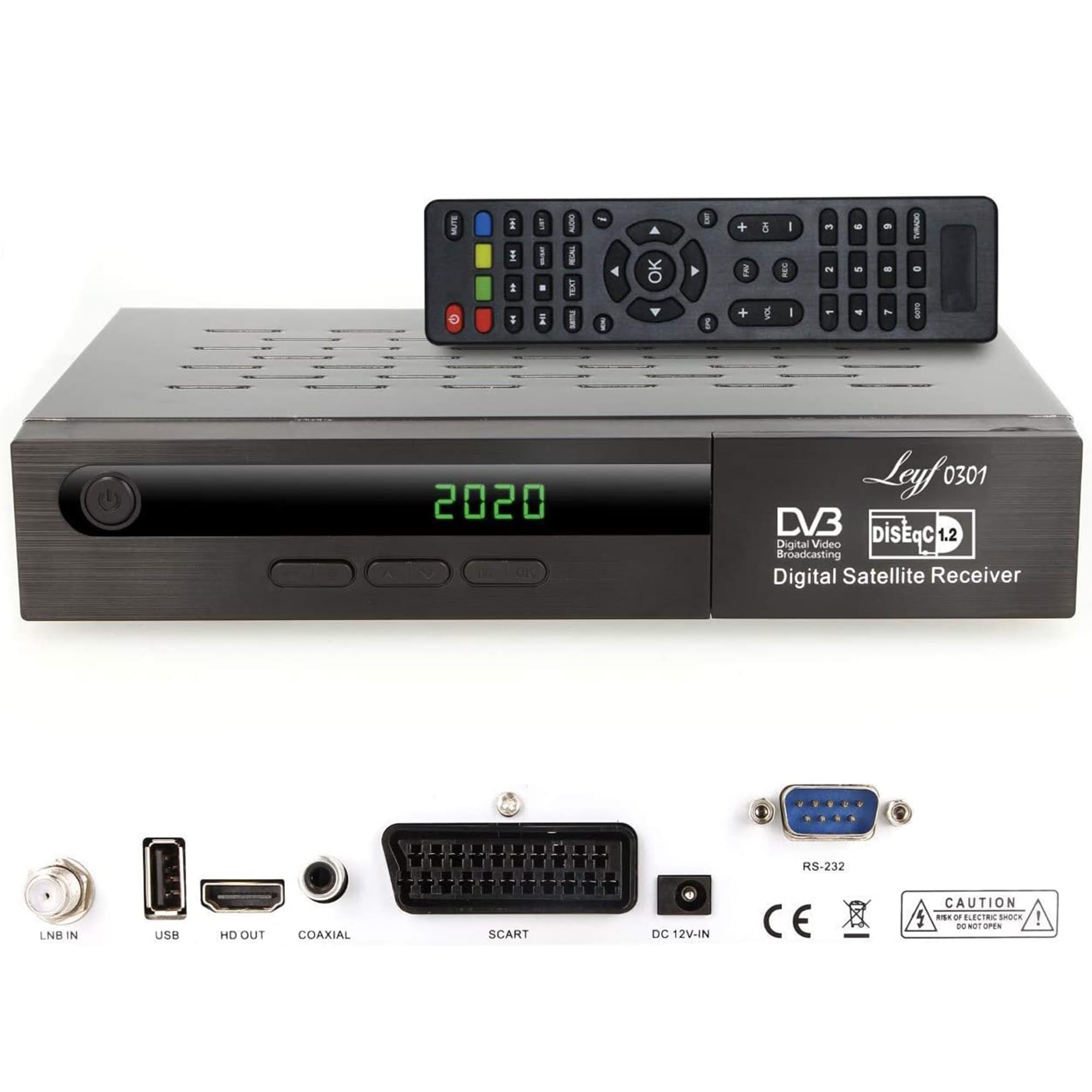 Leyf Satellite Receiver Digital Satellite Receiver (HDTV, DVB-S/DVB-S2, HDMI, SCART, 2X USB, Full HD 1080p) [Pre-Programmed for Astra, Hotbird and Türksat] + HDMI Cable