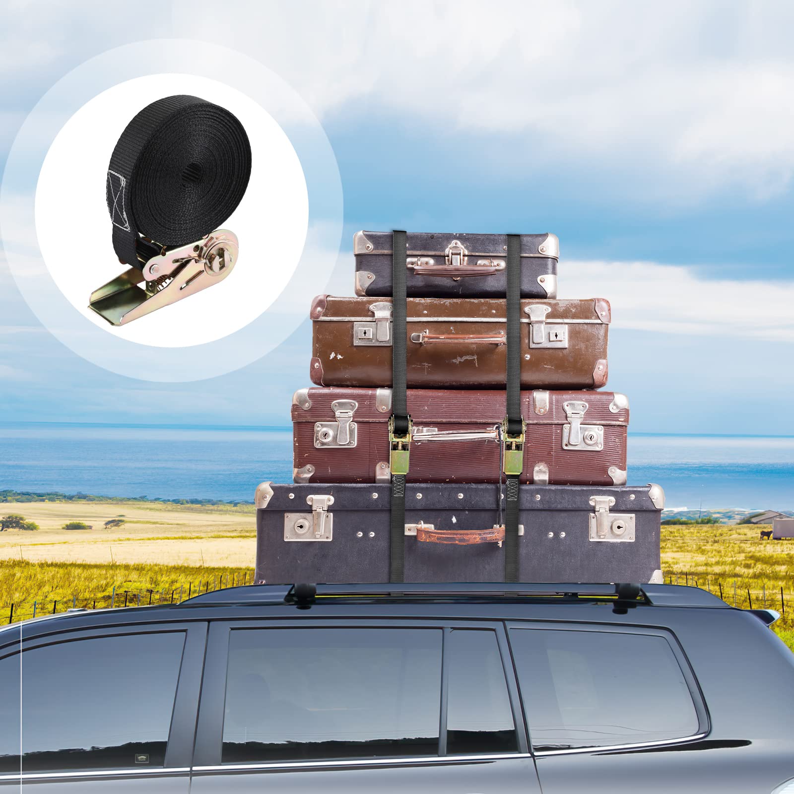 Cinghie Di Ancoraggio A Cricchetto NIUXX - 2 Pezzi Da 6m Per Fissaggio Carichi Fino A 800kg - Foto 7