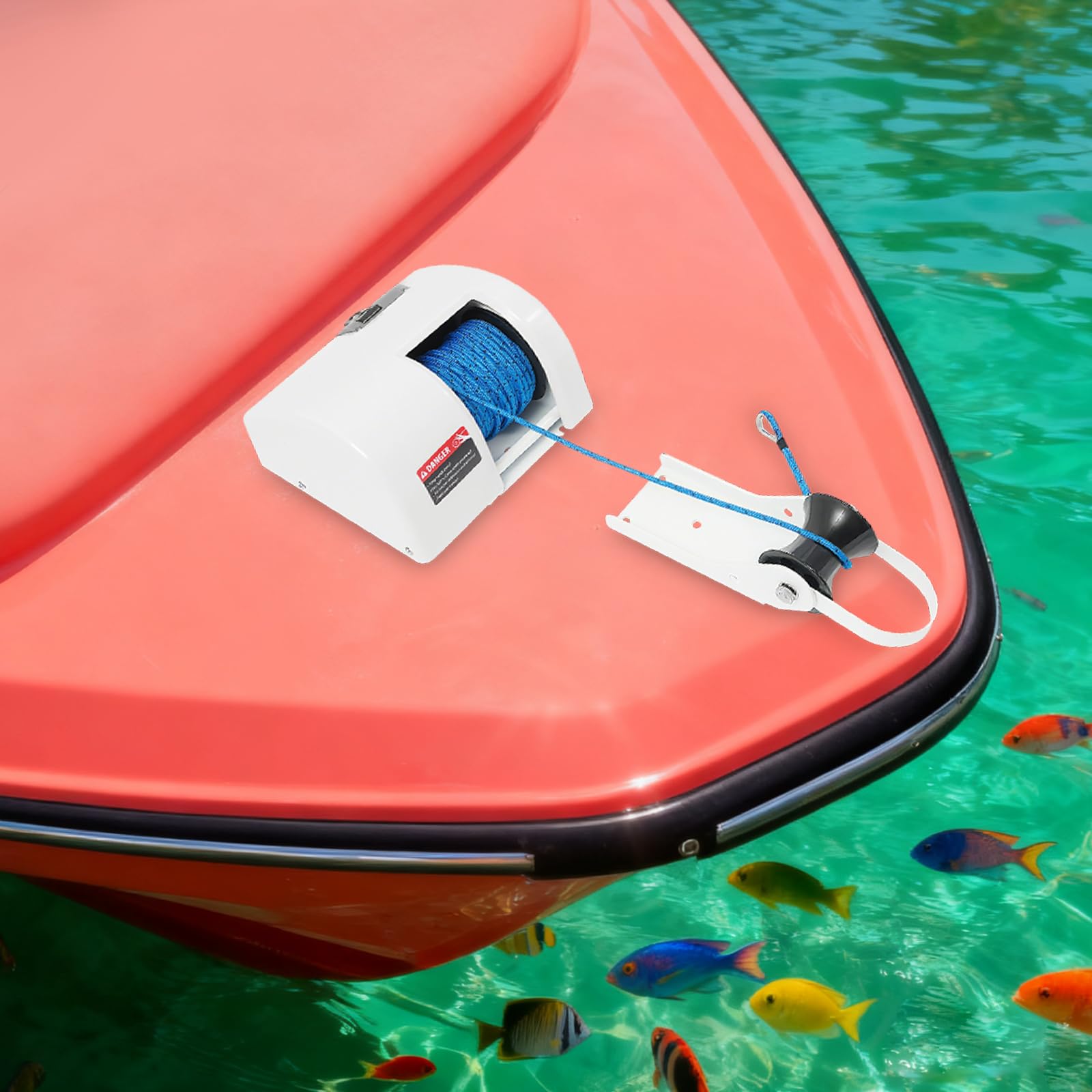 Molinete eléctrico de 25 libras, cabrestante de barco de 12 V con mando a distancia inalámbrico, adecuado para buques equipados con un ancla de buque de 25 libras