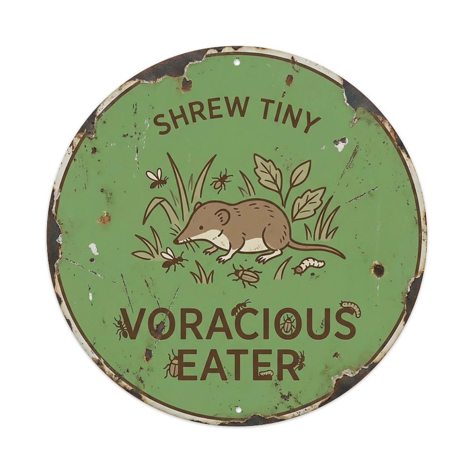 Cxhjca 8X8inch(20X20cm) Shrew Tiny Voracious Eater Metal Tin Sign
