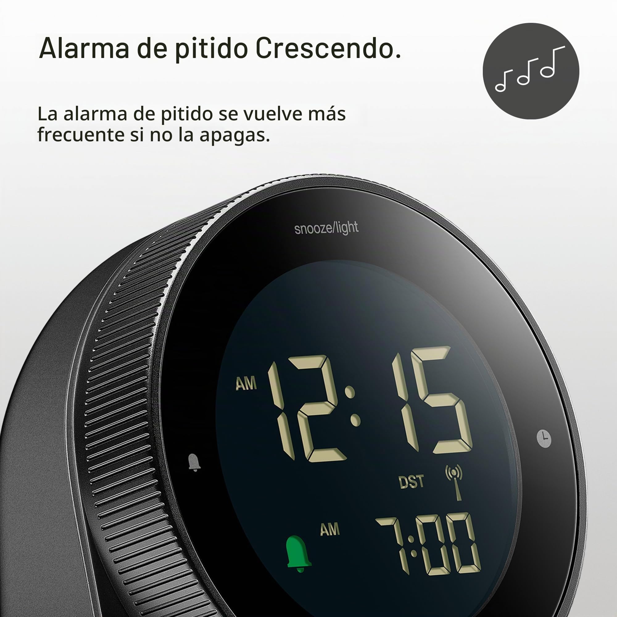 Braun Reloj Despertador Digital controlado por Radio para Zona horaria de Europa Central (DCF), Pantalla LCD inversa, Bisel Giratorio para Ajuste rápido de la Hora, Blanco, Modelo BC24B-DCF