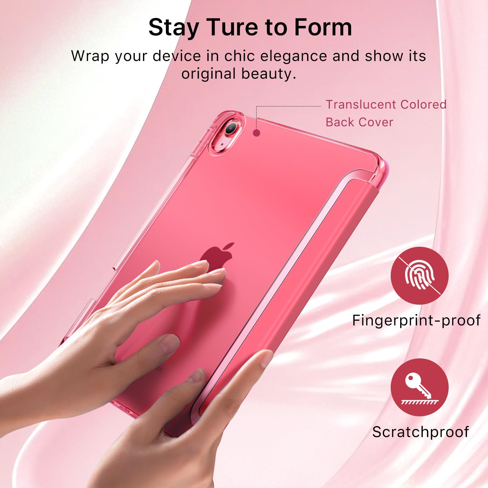 MoKo Custodia per iPad 11 Pollici (A16) 11a Generazione, iPad 10a Gen 10,9" 2022 con Portapenna, Trifold Sottile, Anguria Rosa