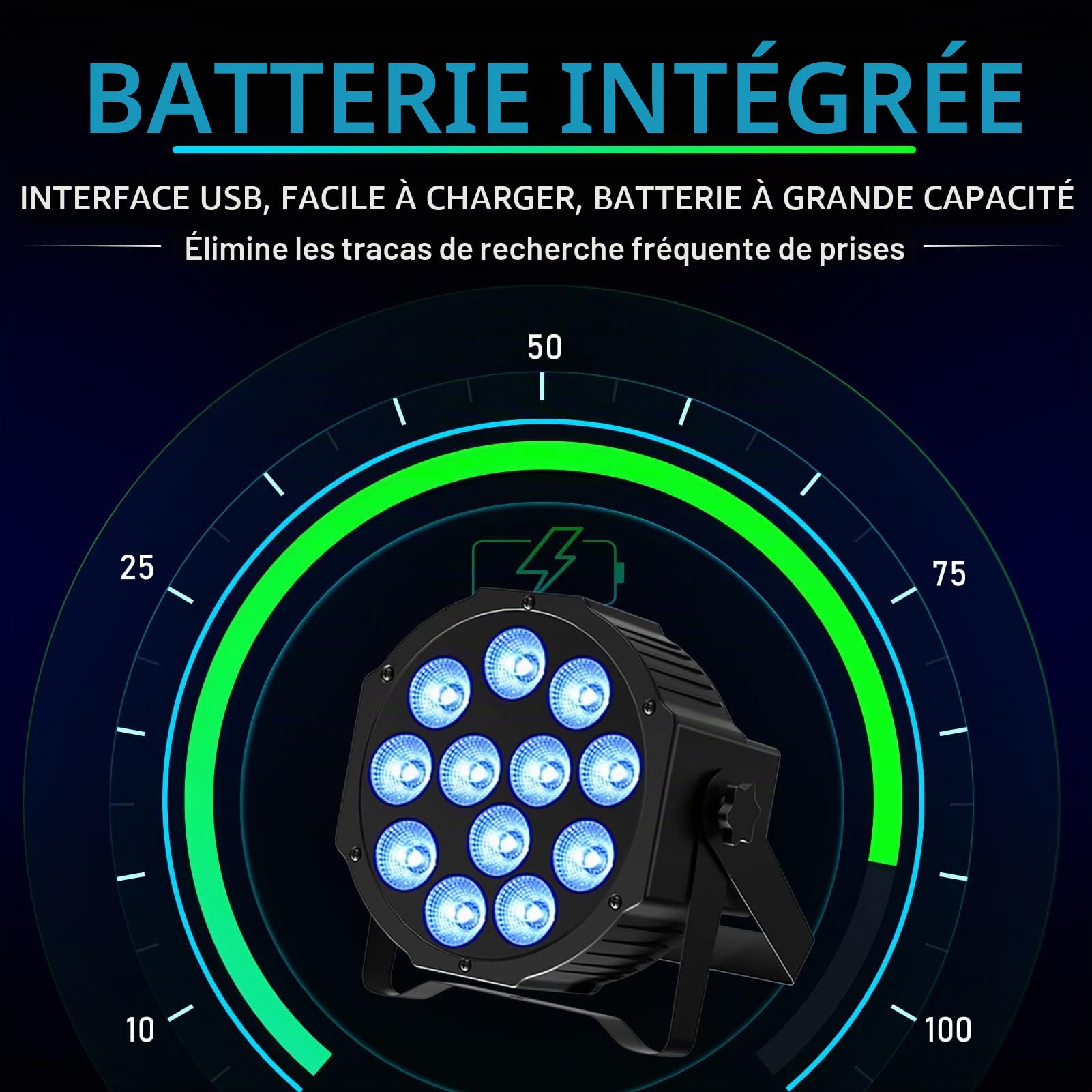 4 PCS RGBW Rechargeable Par LED avec Sac, Sans Fil 12 LED Batterie Par Lumière avec Télécommande et Timing, Éclairage de Scène Par 4-15 Heures pour DJ fête Bar Noël Mariage Disco Events