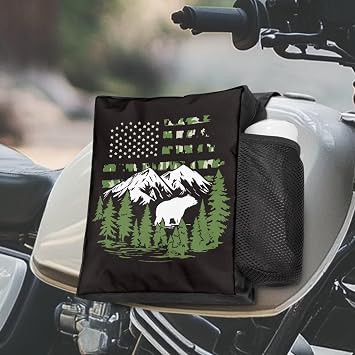 ATV Tank Top Bag Motorcycle Saddle Bags Waterproof Snowmobile Storage Saddle Bag American Flag Mountain Design UTV Cargo Pocket Universal ATV Front Accessories