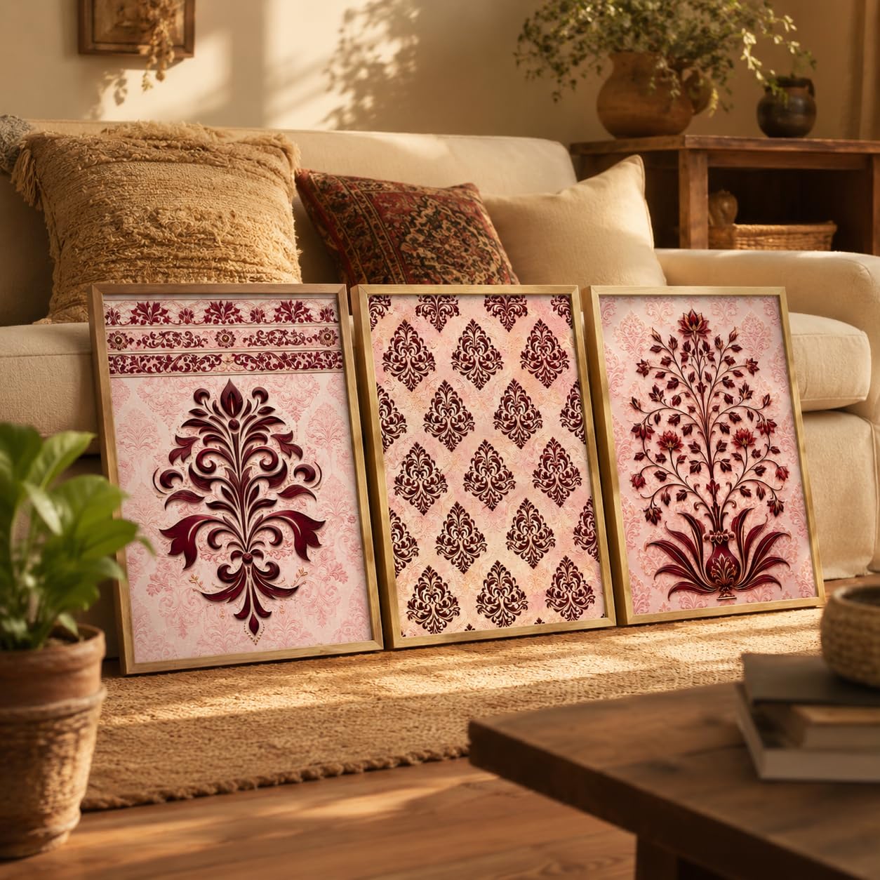 Livin'luxe Peacock Wall Art Set - 3 Floral Paintings -9