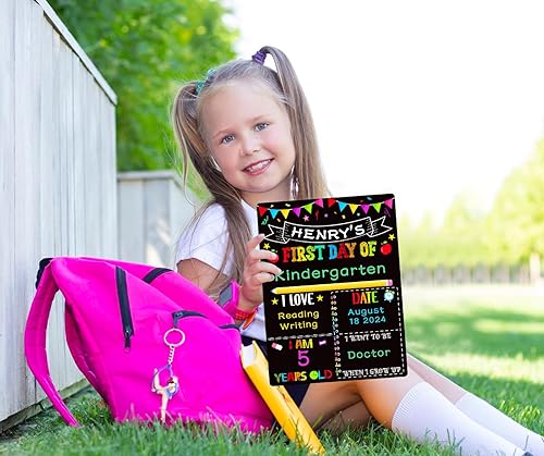 Miniatura 2 de PETCEE Letrero del primer y último día de escuela Letrero de doble cara para el regreso a la escuela, reutilizable y borrable, para el primer día