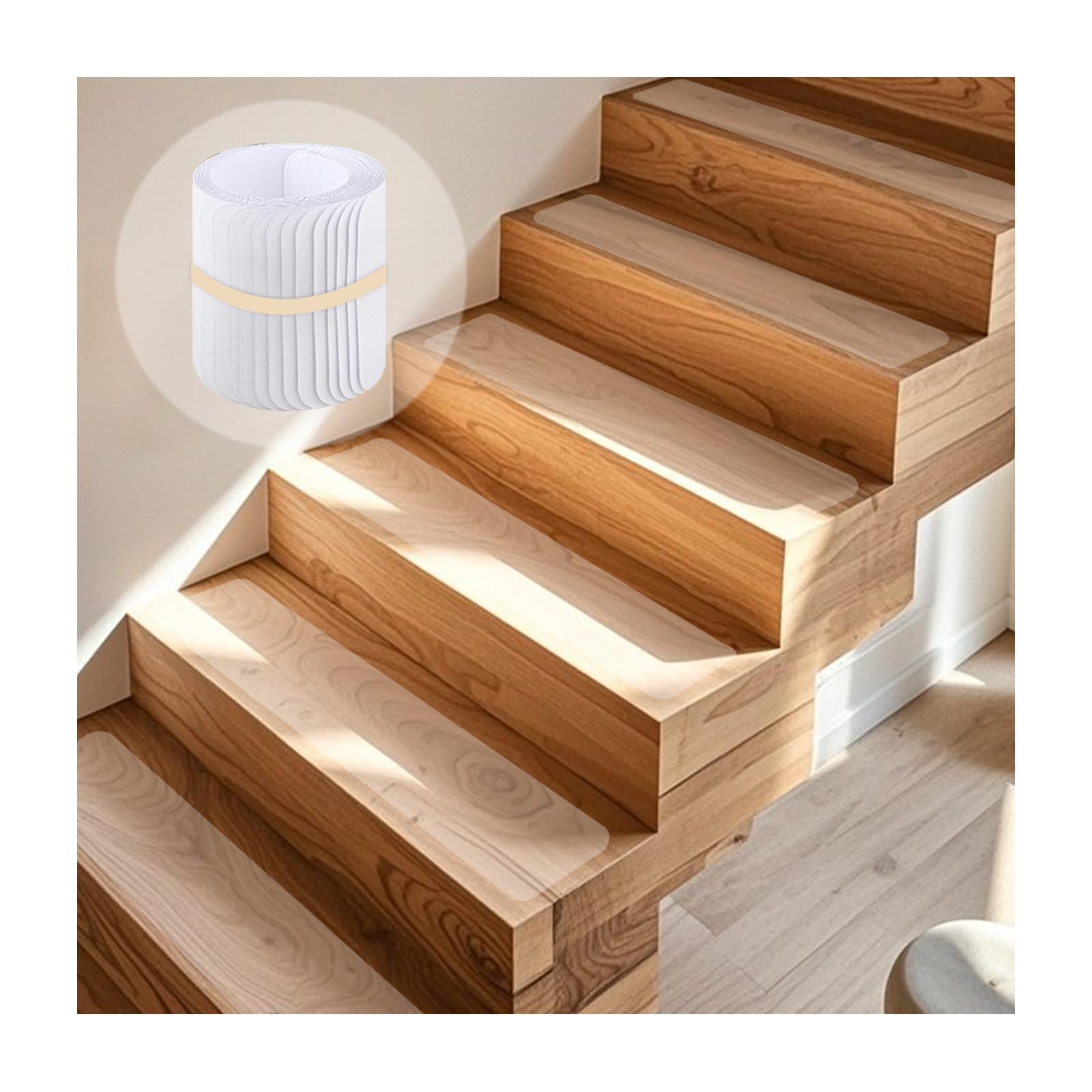 Janety 15PCS Strisce Antiscivolo per Scale, 10 x 80cm Autoadesive Strisce Antiscivolo per Scale Interne, trasparente tappetini protettivi antiscivolo per pavimenti,Tappeto Moquette in Scala Legno