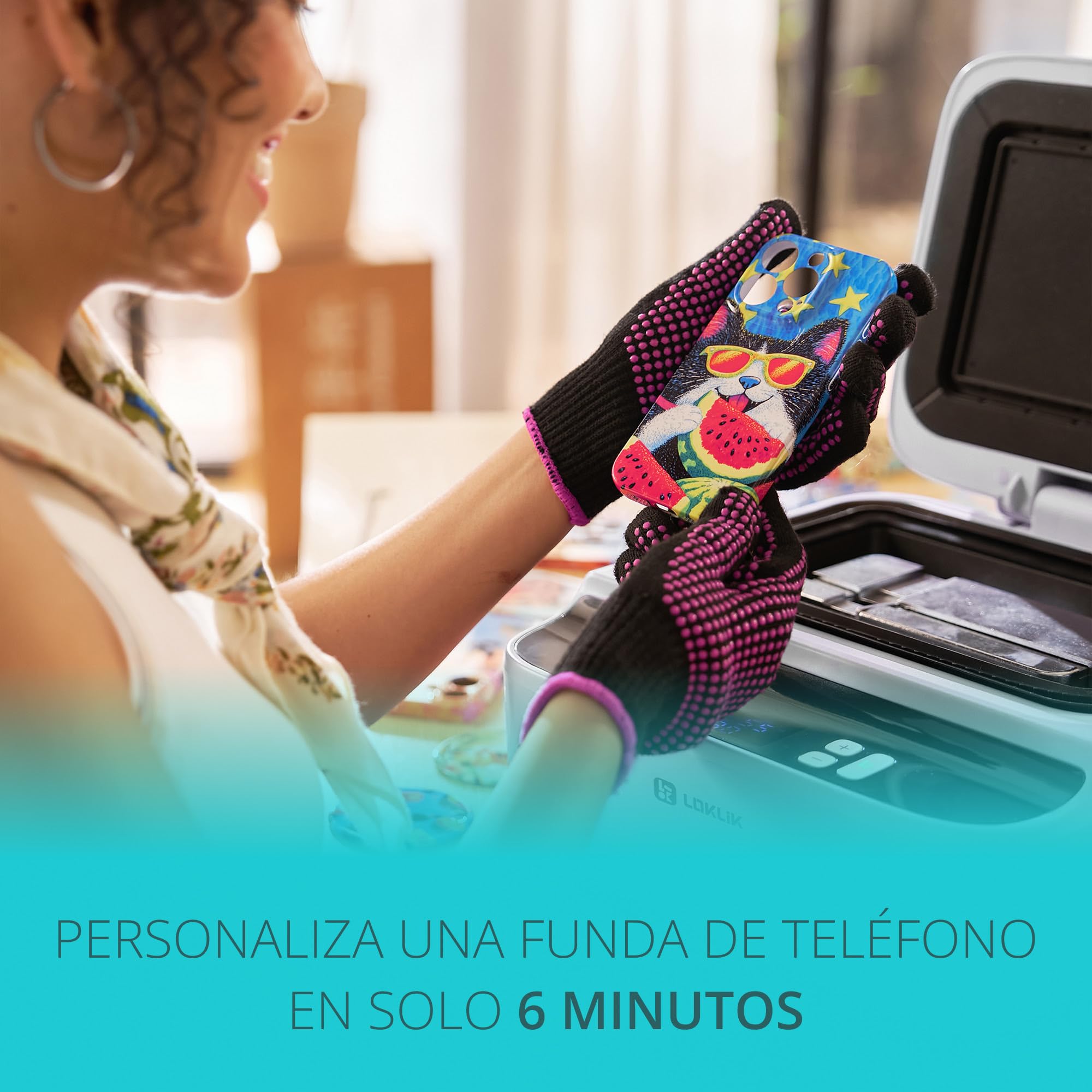 LOKLiK Prensa de calor para fundas de teléfono, insignias, montañas y más personalizadas - Tecnología vacía para diseño envolvente vibratorio - Phone Case Heat Press - Compatible con iPhone y Android