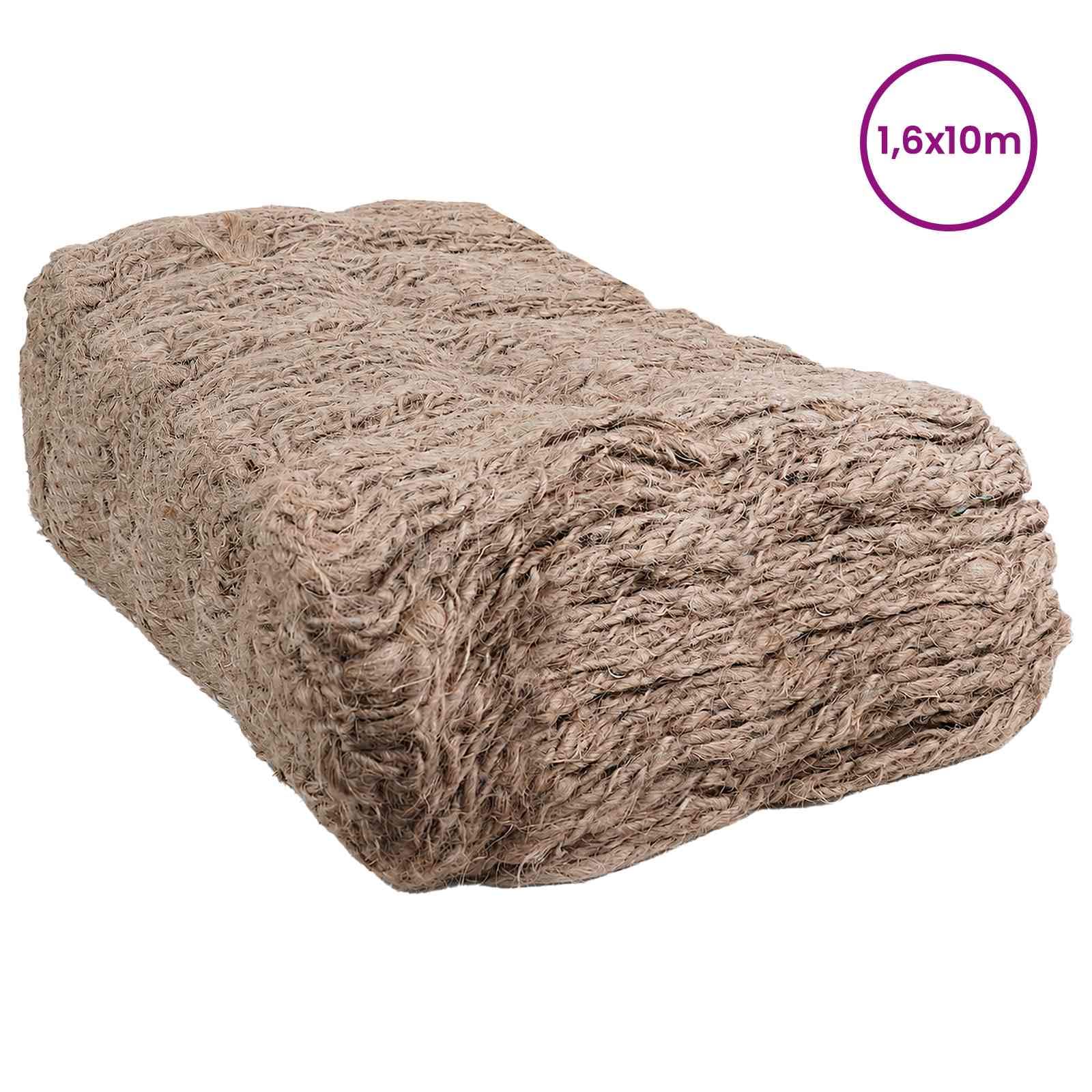 vidaXL Jute Ufermatte Natur 1,6 x 10 m