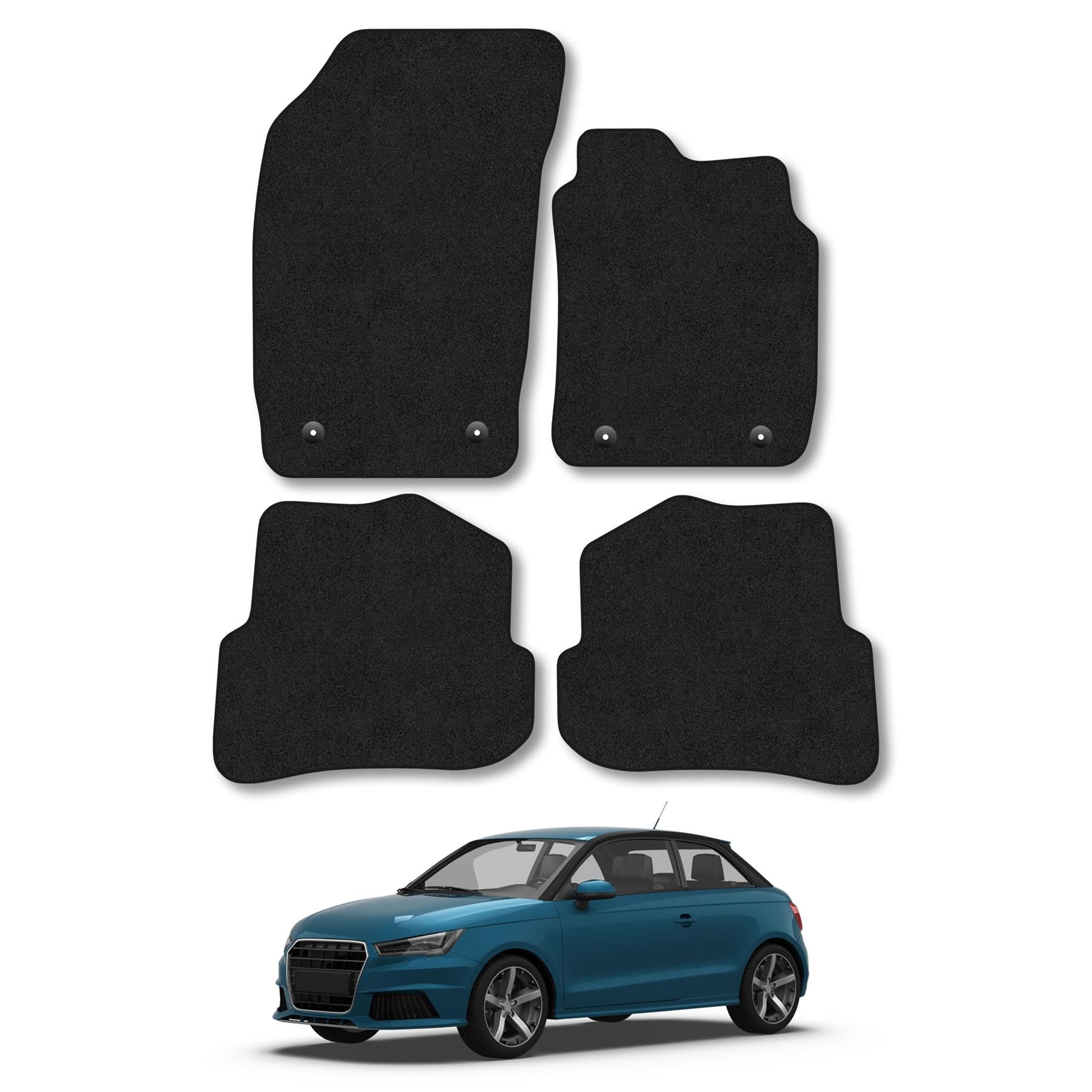 JVL Black 4-Piece Car Mat Set For Audi A1 MK1 2010-2018 RHD 550gsm With Clips