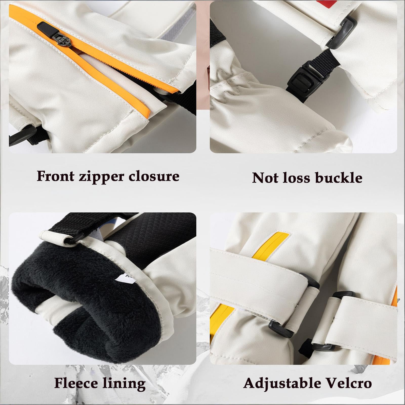 Muffole da Neve per Bambini, Guanti da Sci per Ragazzi E Ragazze, Impermeabili Muffole Snowboard, per Corsa, Pattinaggio, Ciclismo,[a] White,Fit 6~10 Years