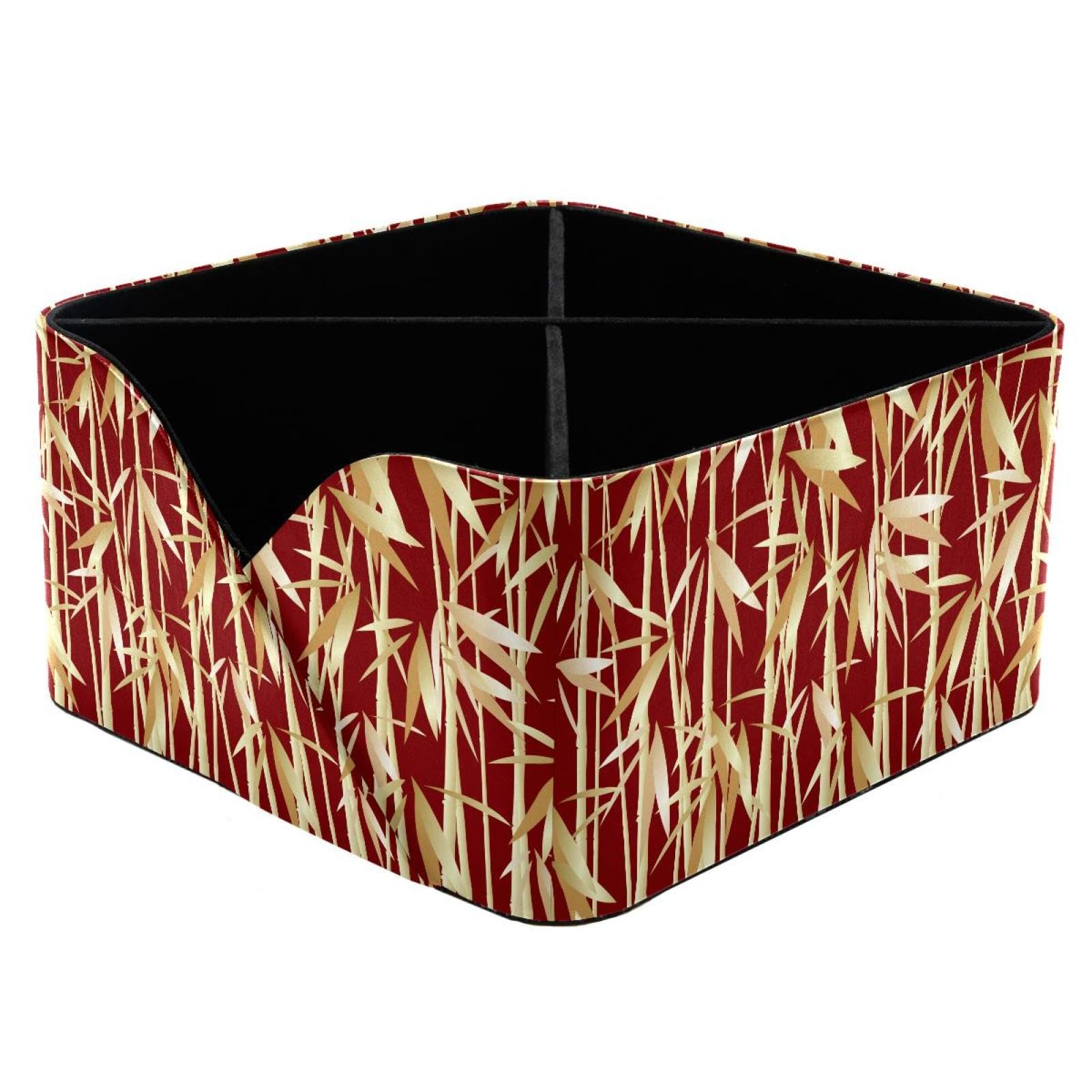 KengjuTesu Gold Bamboo Nature Desktop Organizer Pen Holder, Rectangular Pencil Cup for Office, Study and Makeup Stations