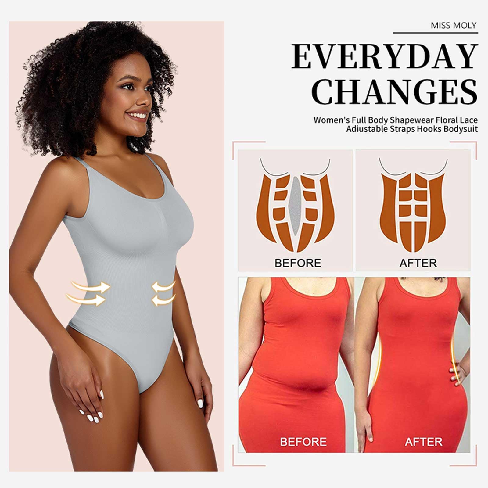 Body Moldeador suavizante para Mujer, Tanga Moldeadora de Cuerpo Completo, Ropa Interior Suave para moldear el Cuerpo, Esculpir el Pecho y Adelgazar