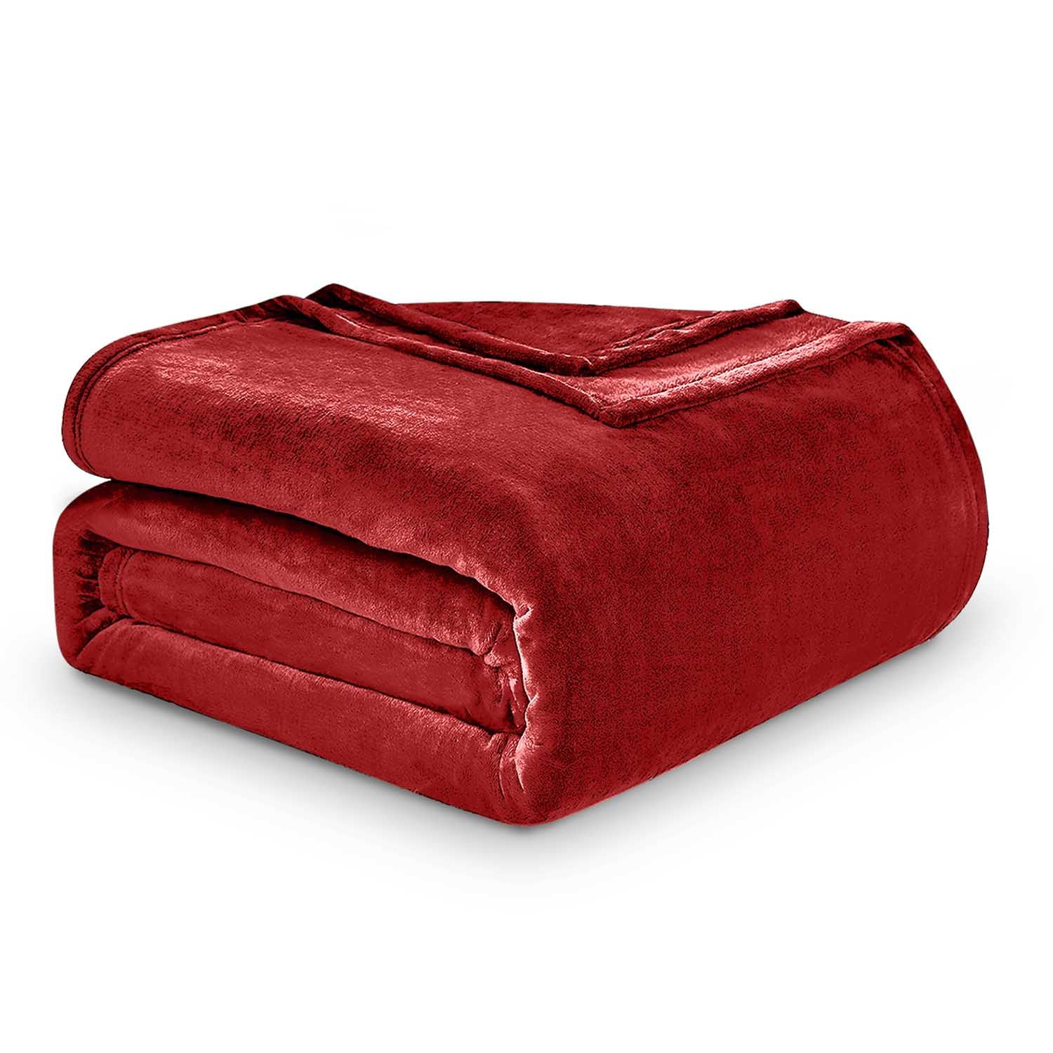 GC GAVENO CAVAILIA Faux Fur King Size Fleece Throw, Soft Fluffy Plain Fabric Thick Sherpa Blanket Couch Throws For Sofa Bed Chair, Red 200x240 Cm