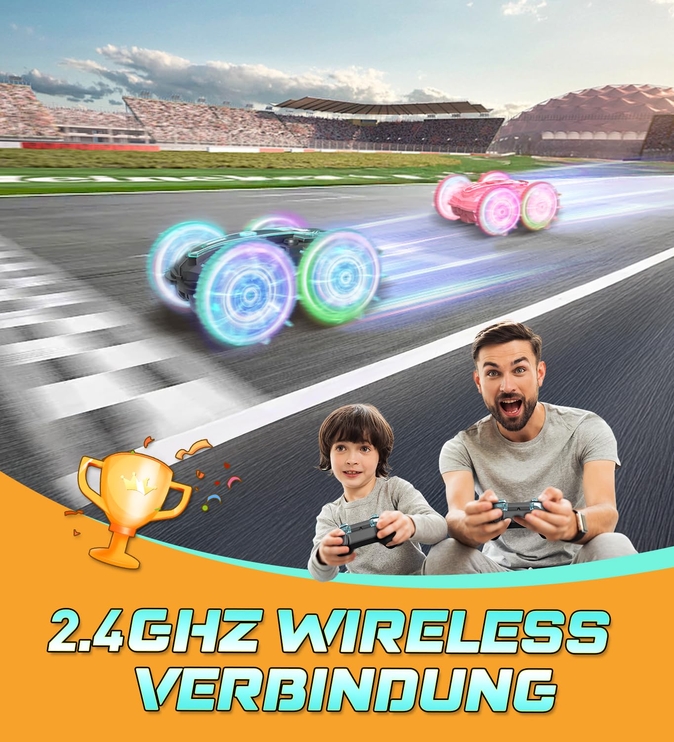 Korffe Amphibienfahrzeug RC Auto ab 3 Jahre Spielzeug Junge Weihnachten Geschenk Outdoor Wasserspielzeug