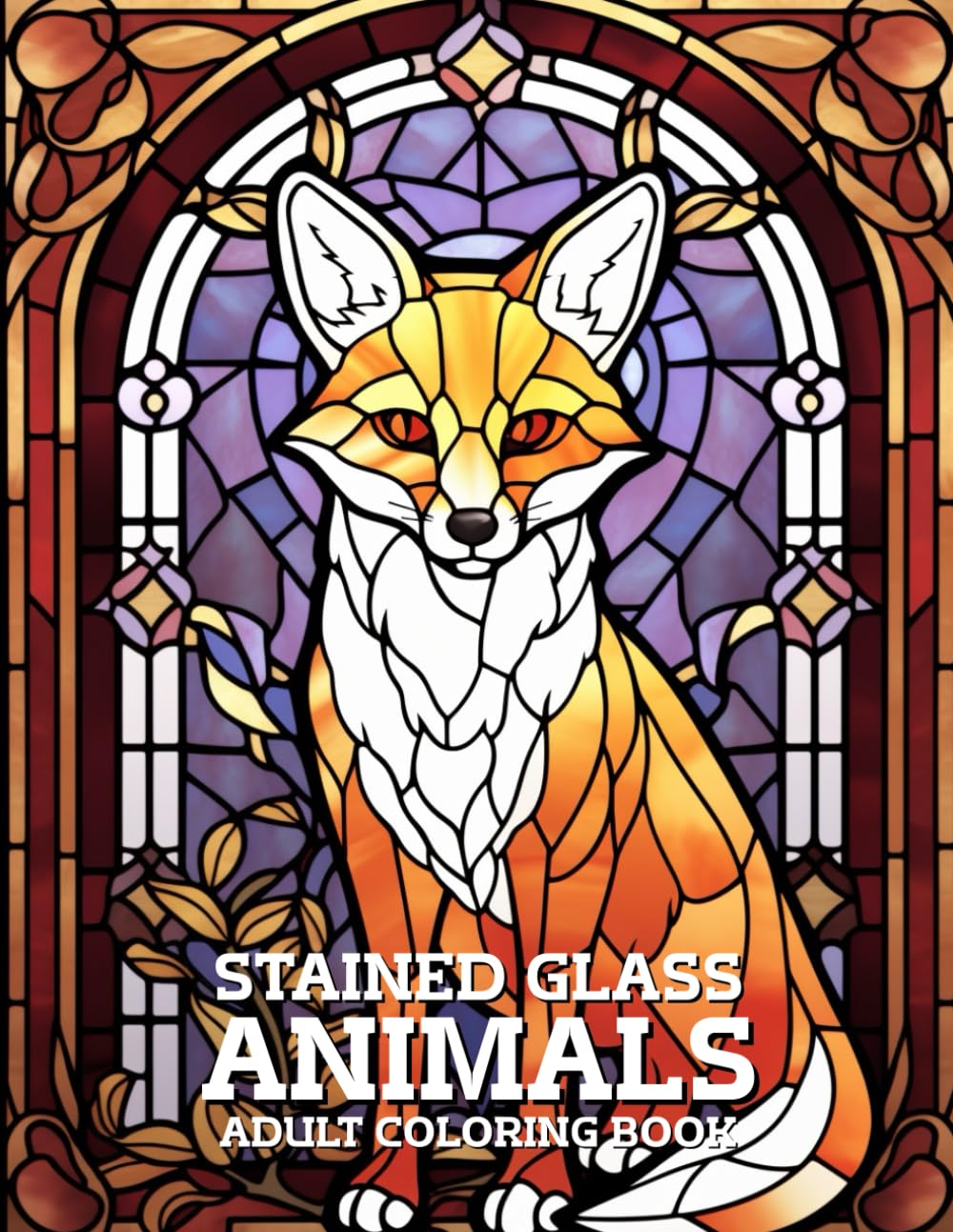 Stained Glass Animals Coloring Book: Beautiful Animal Designs in Stained Glass Style for Adults